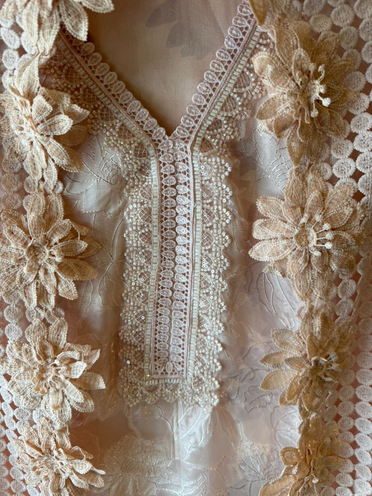 Floral Lace Elegant Unstitched Suit Set