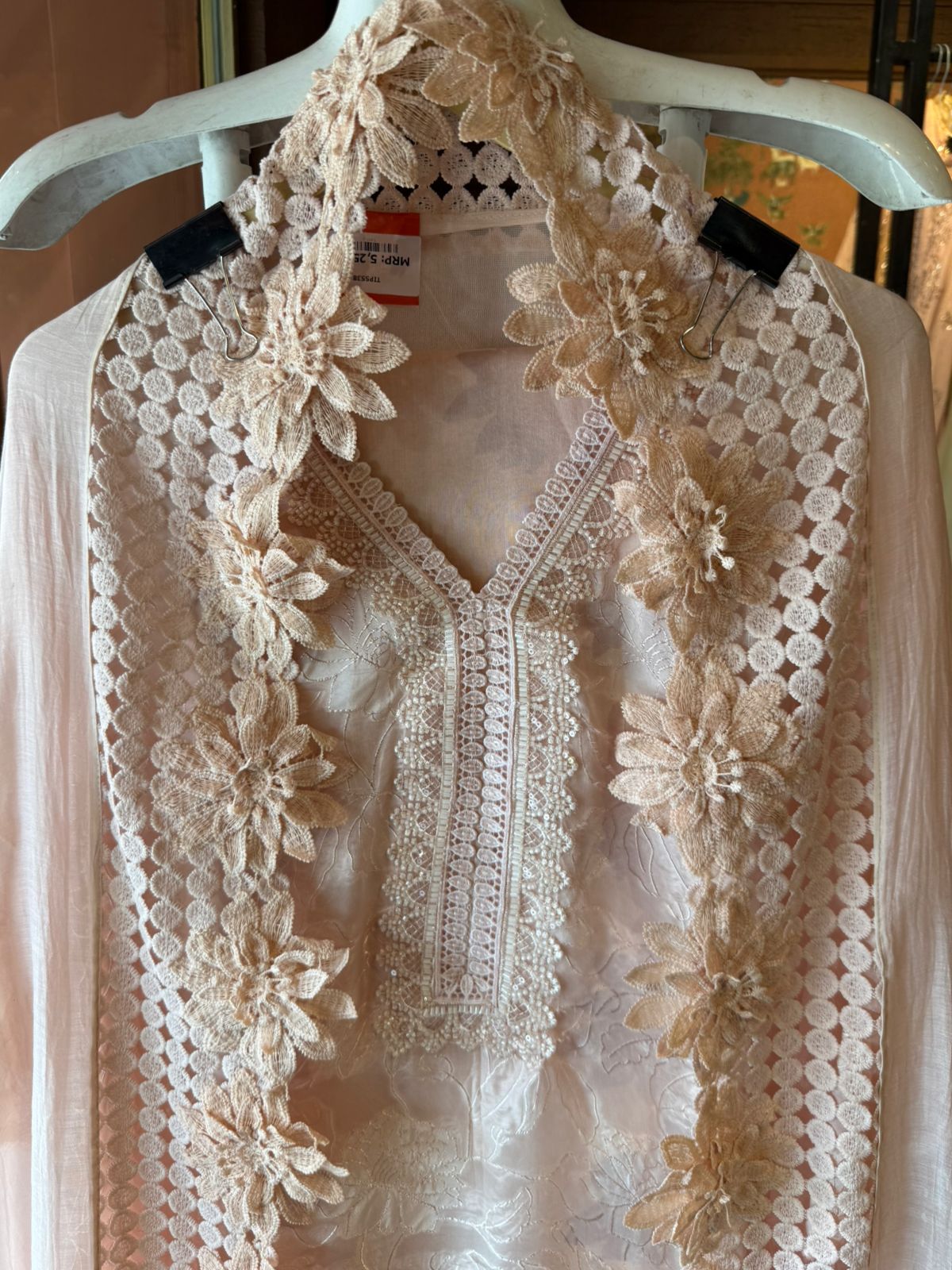 Floral Lace Elegant Unstitched Suit Set