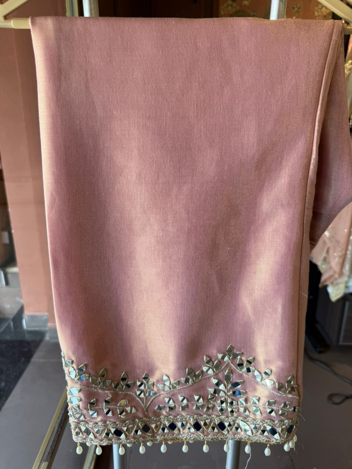 Mirror Work Kurta Pant Set with Potli Bag