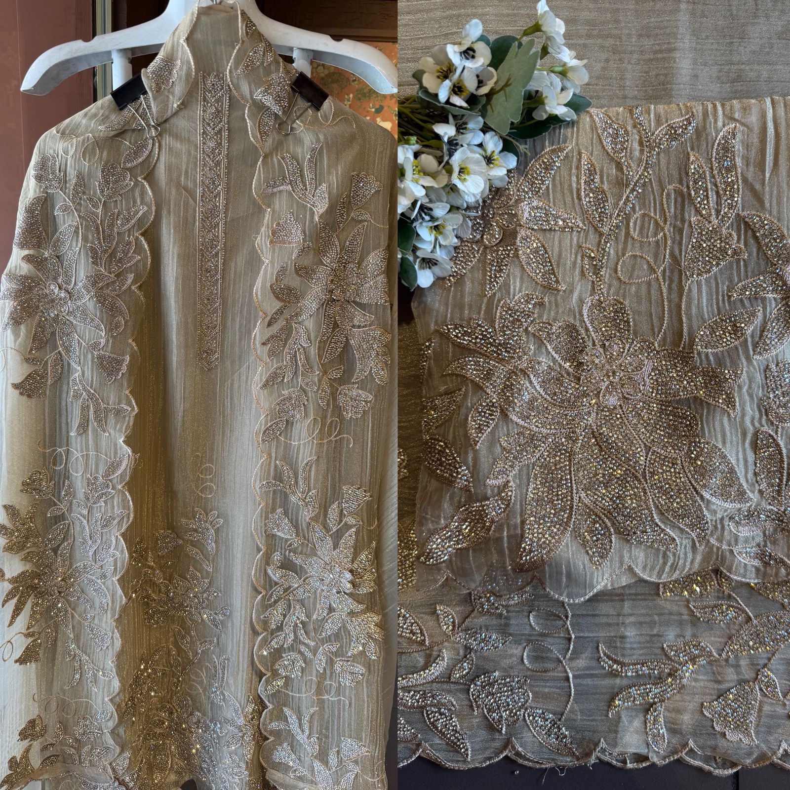 Elegant Crushed tissue unstitched suit