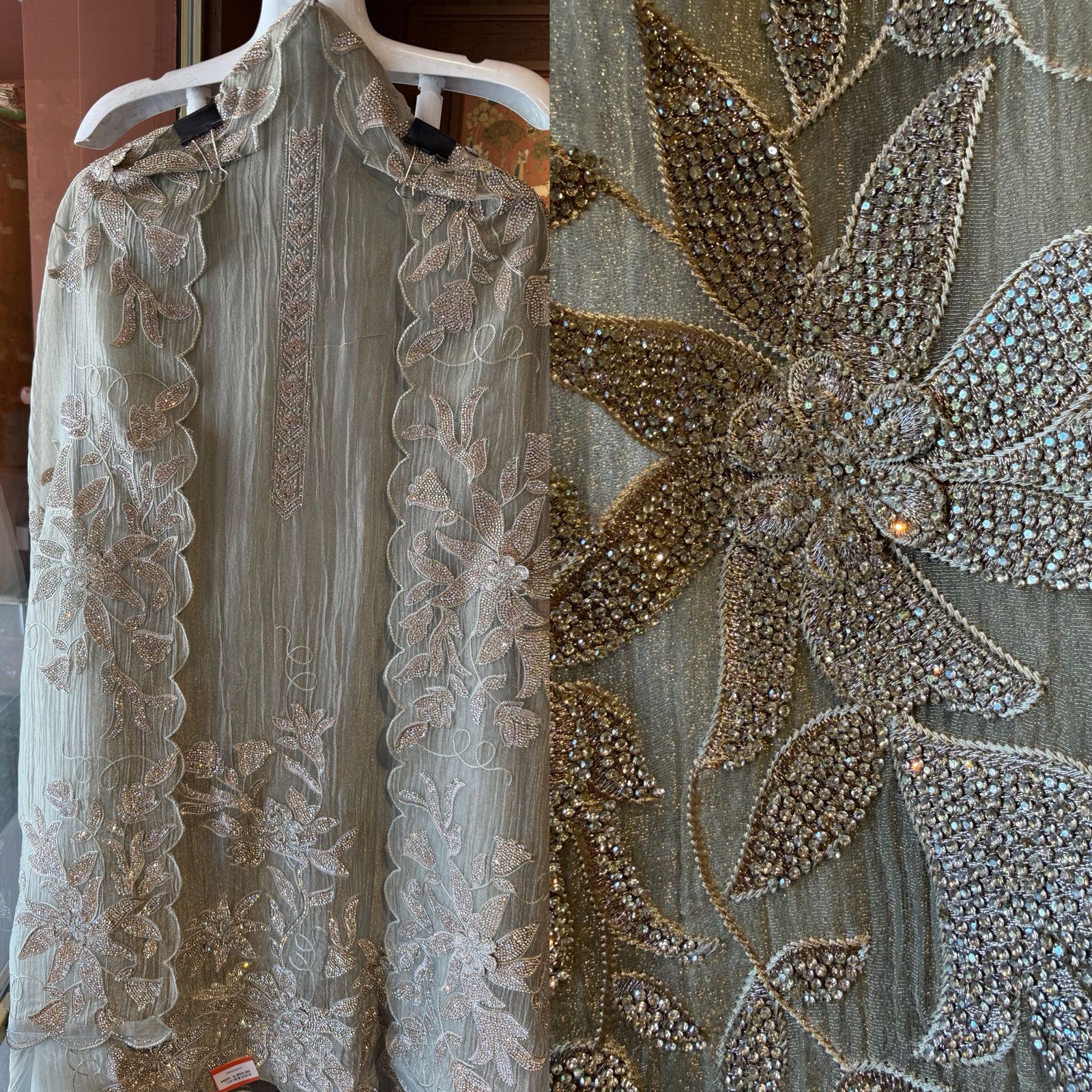 Elegant Crushed tissue unstitched suit