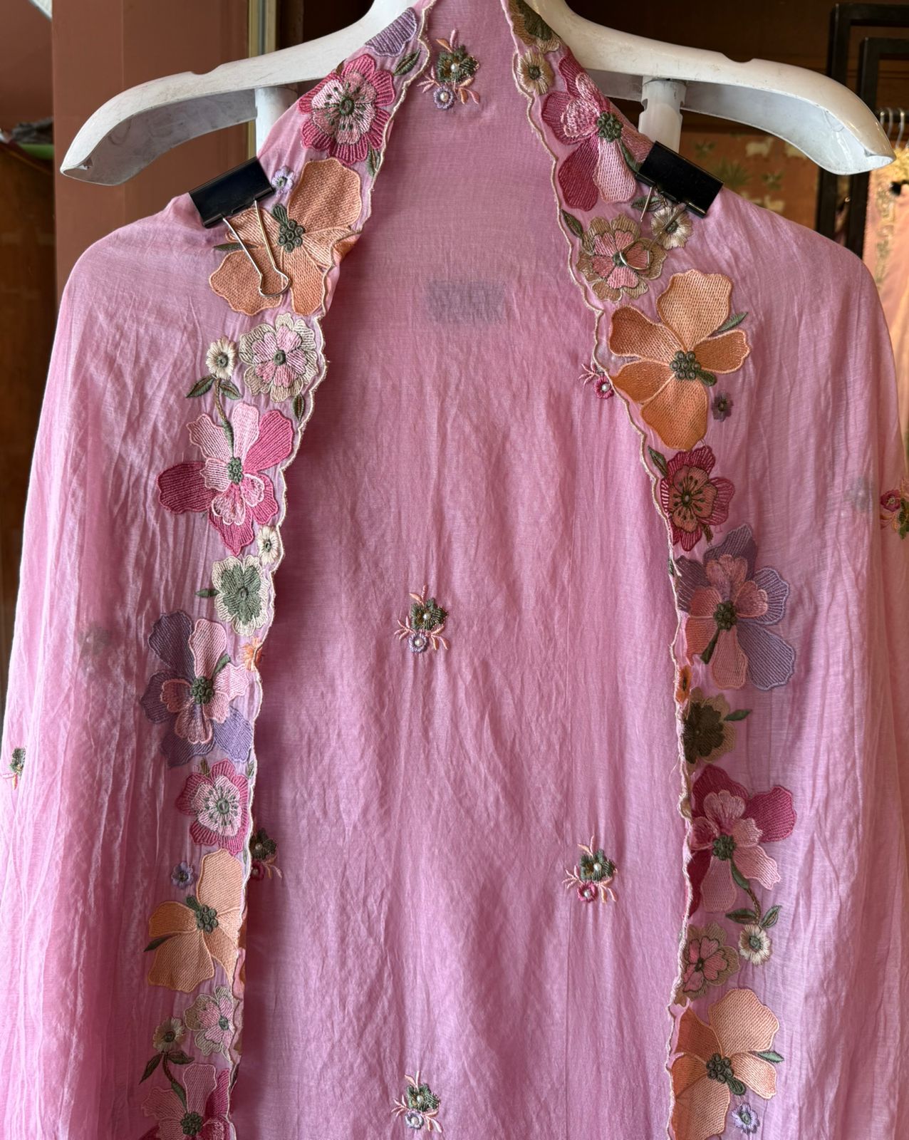 Mul cotton with slight mixed with chanderi Unstitched suit