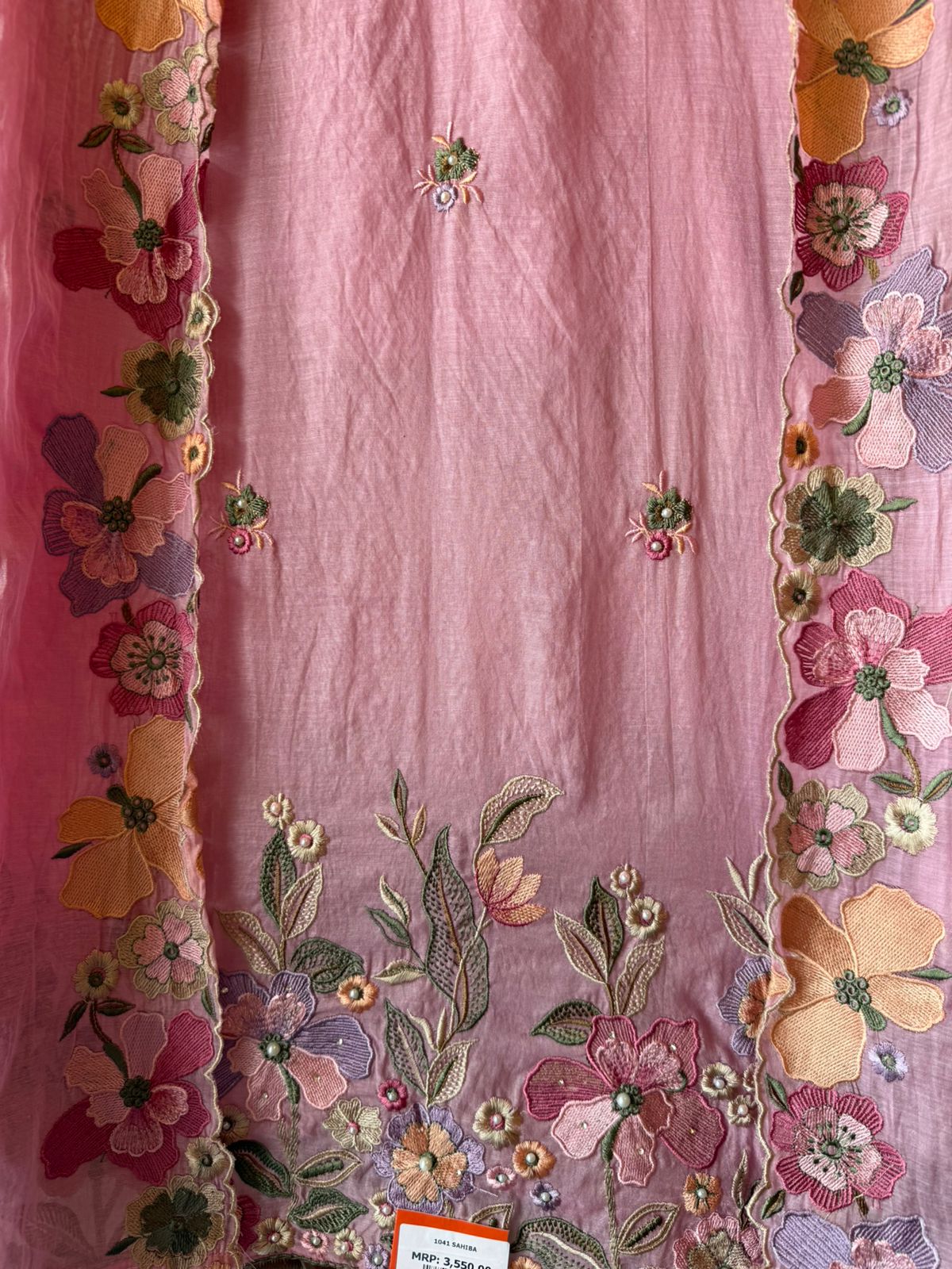 Mul cotton with slight mixed with chanderi Unstitched suit