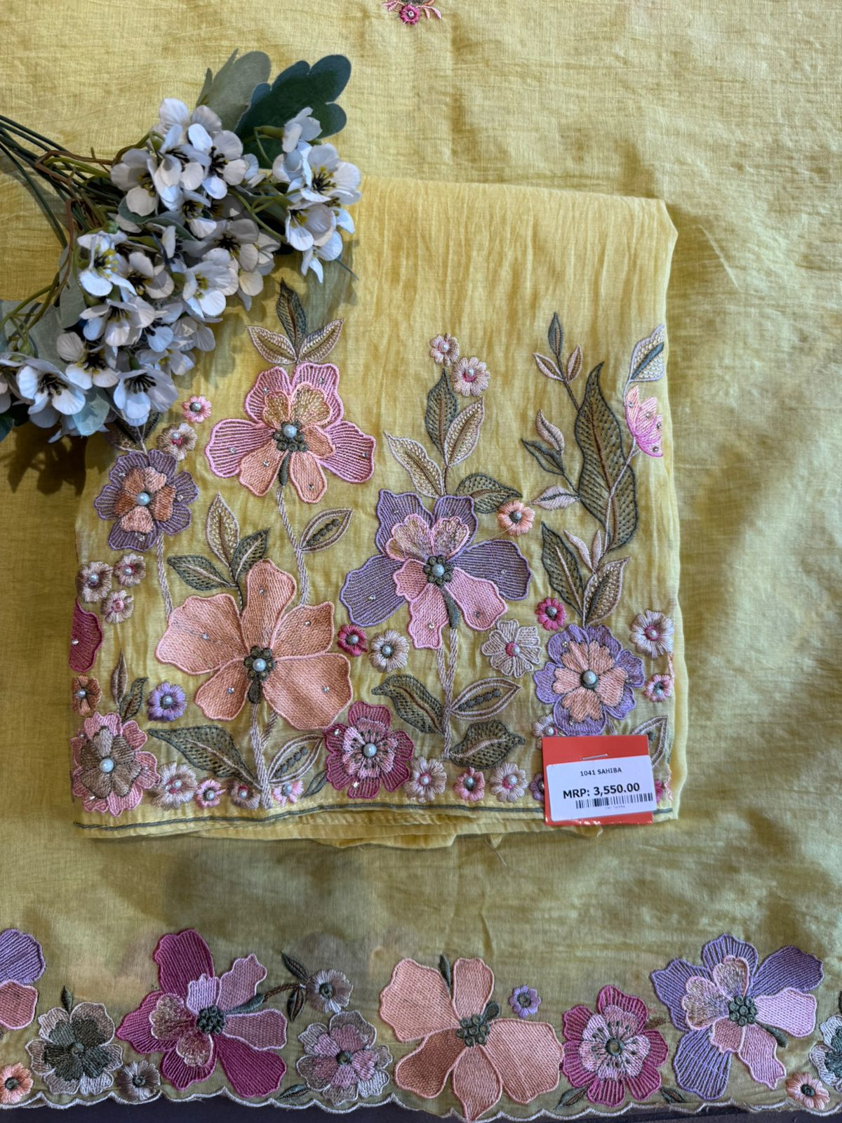 Mul cotton with slight mixed with chanderi Unstitched suit