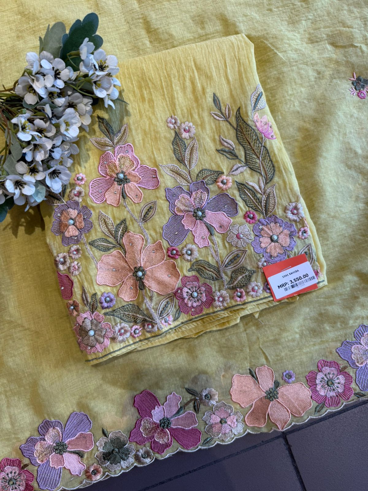 Mul cotton with slight mixed with chanderi Unstitched suit
