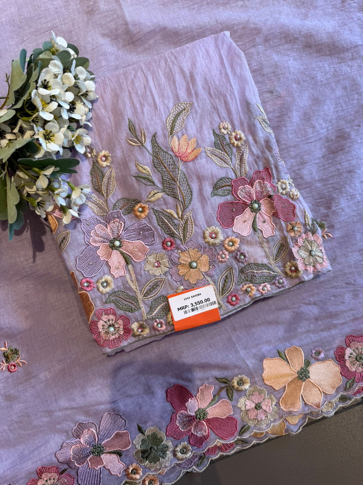 Mul cotton with slight mixed with chanderi Unstitched suit