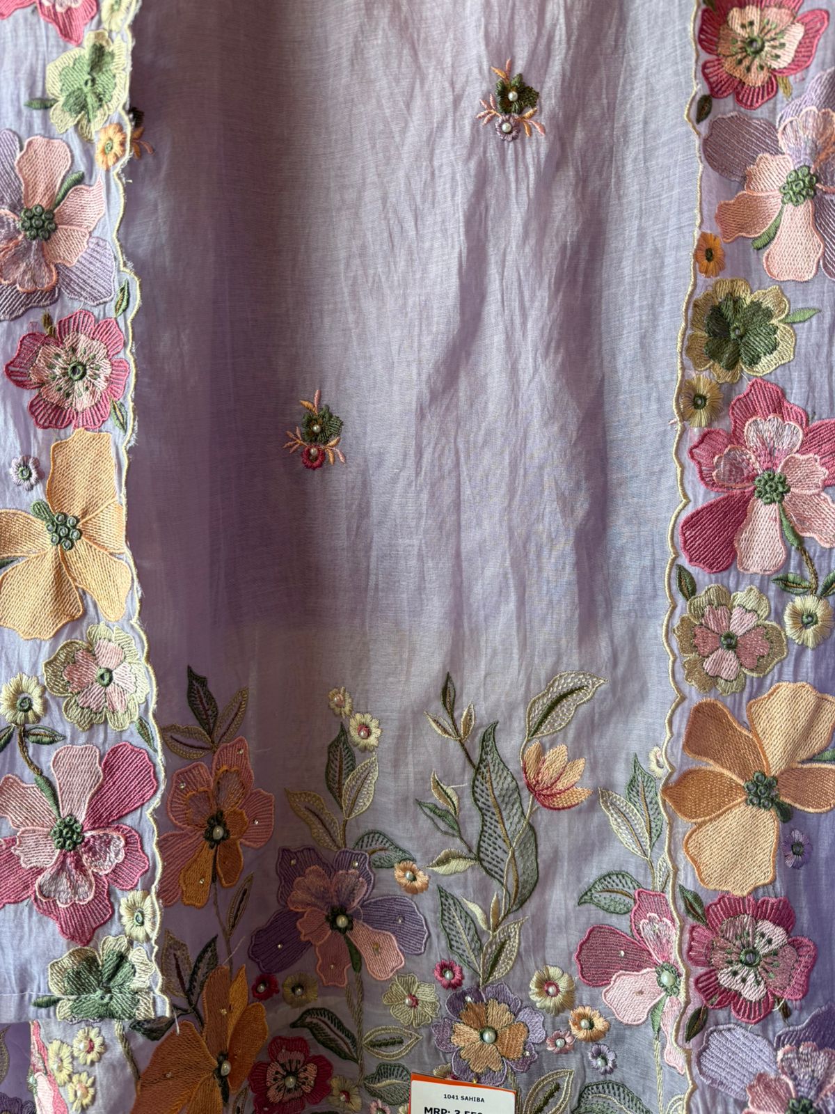 Mul cotton with slight mixed with chanderi Unstitched suit