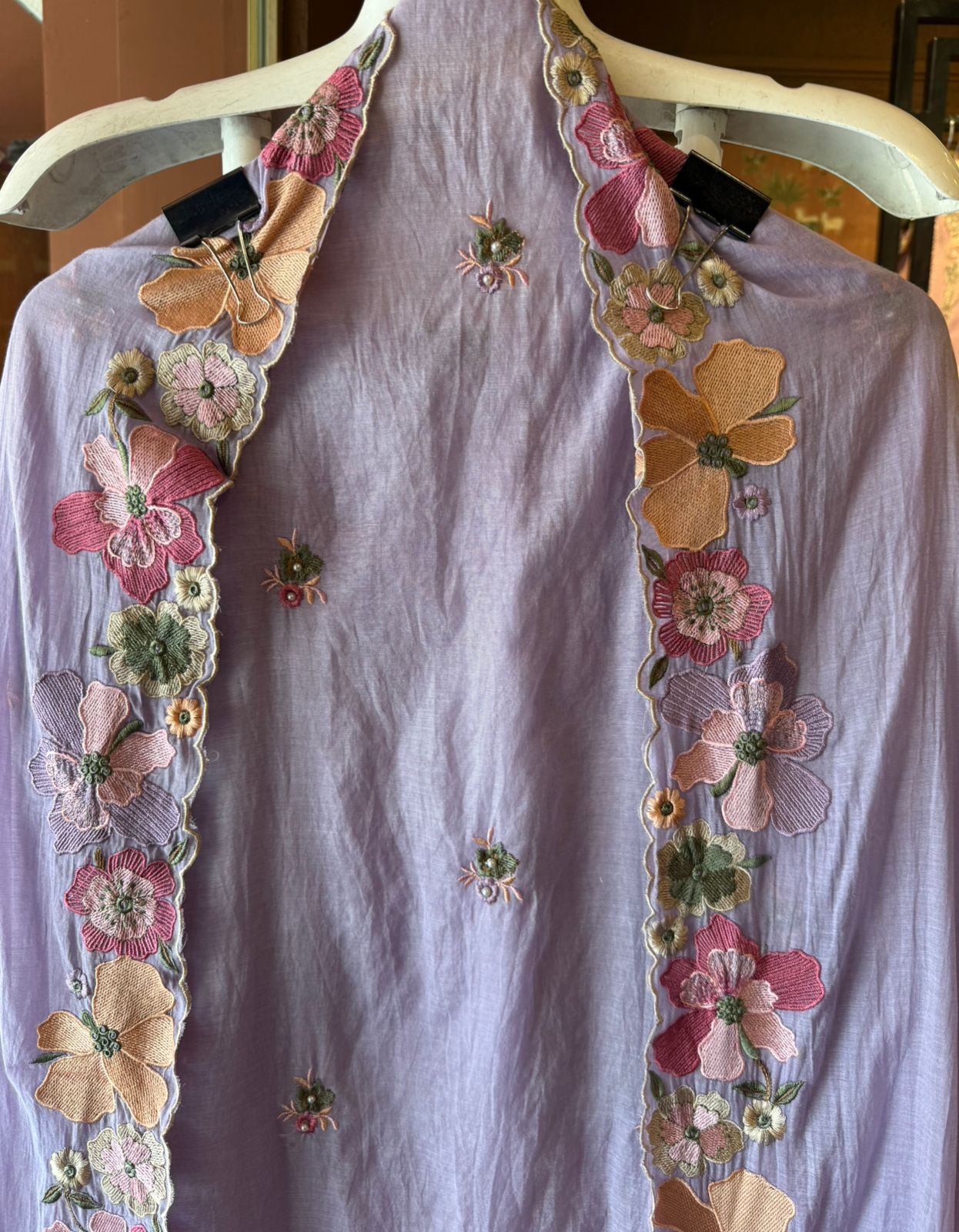 Mul cotton with slight mixed with chanderi Unstitched suit