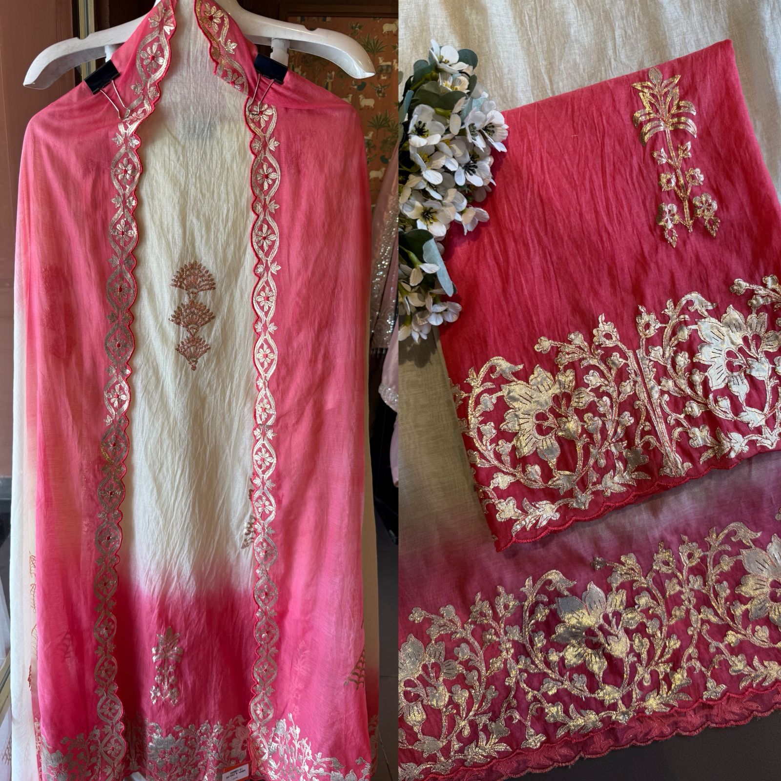 Premium Cotton Mul chanderi Unstitched suit