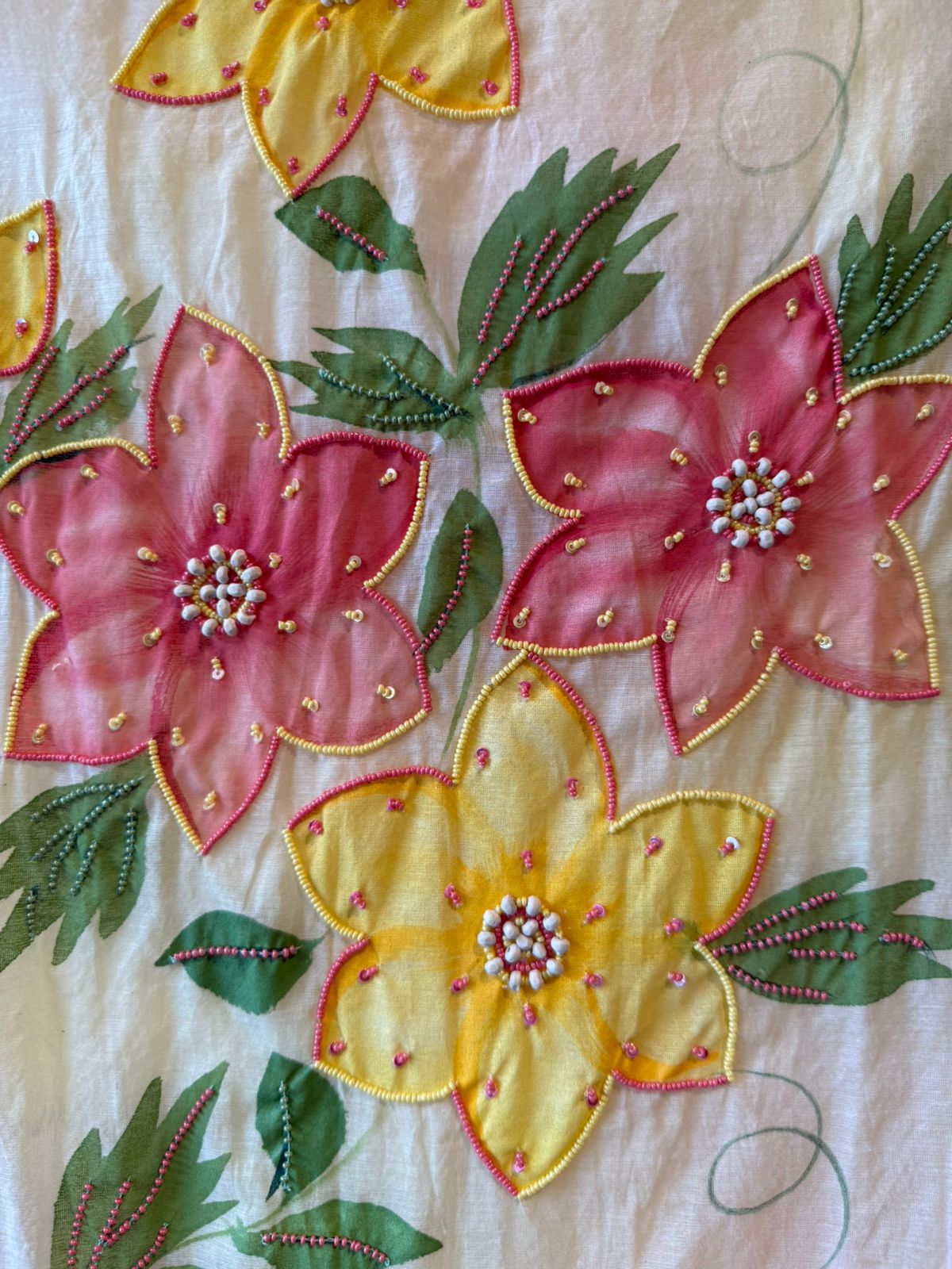Floral Handpainted Mul cotton unstitched suit Set