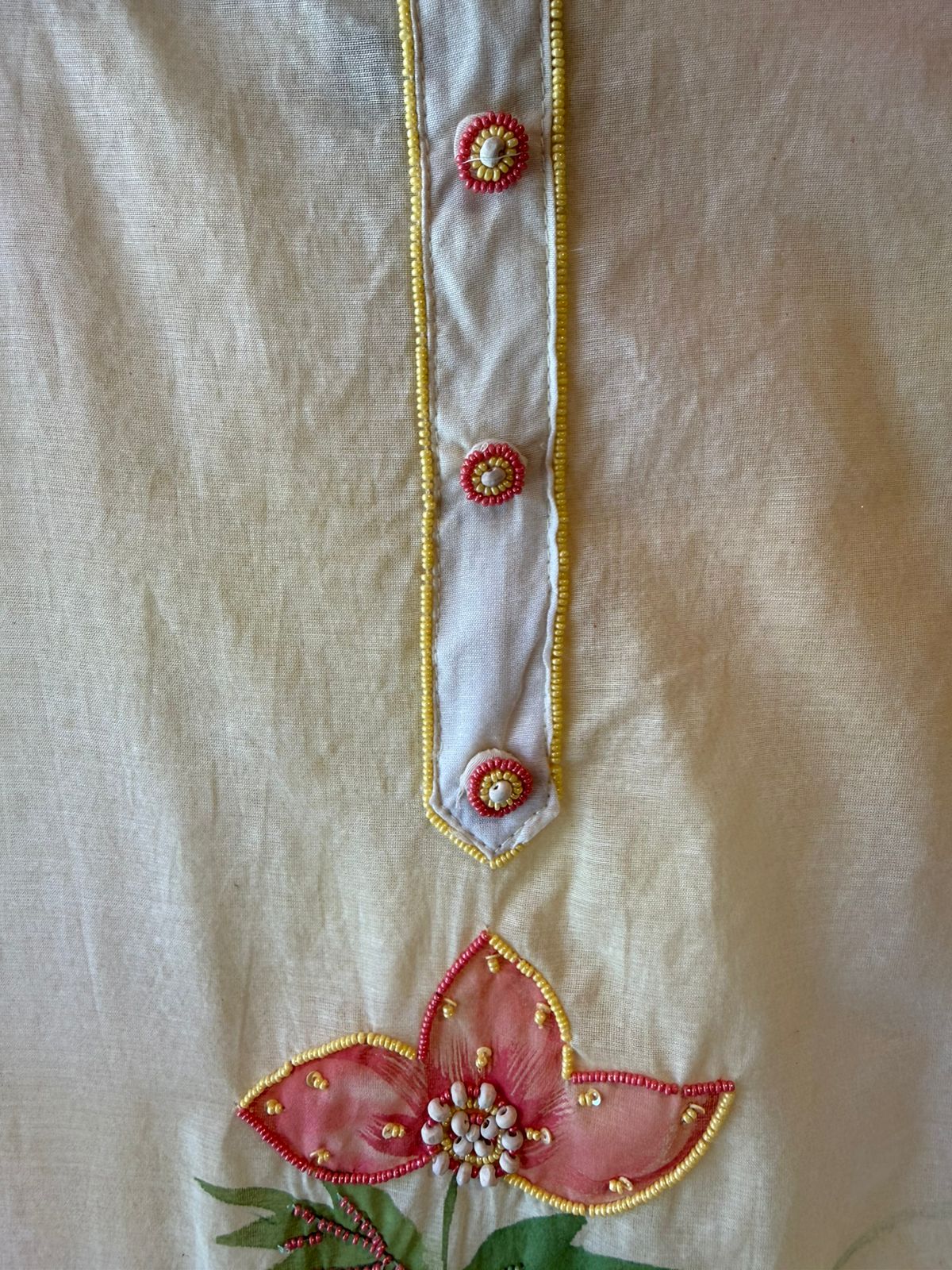 Floral Handpainted Mul cotton unstitched suit Set