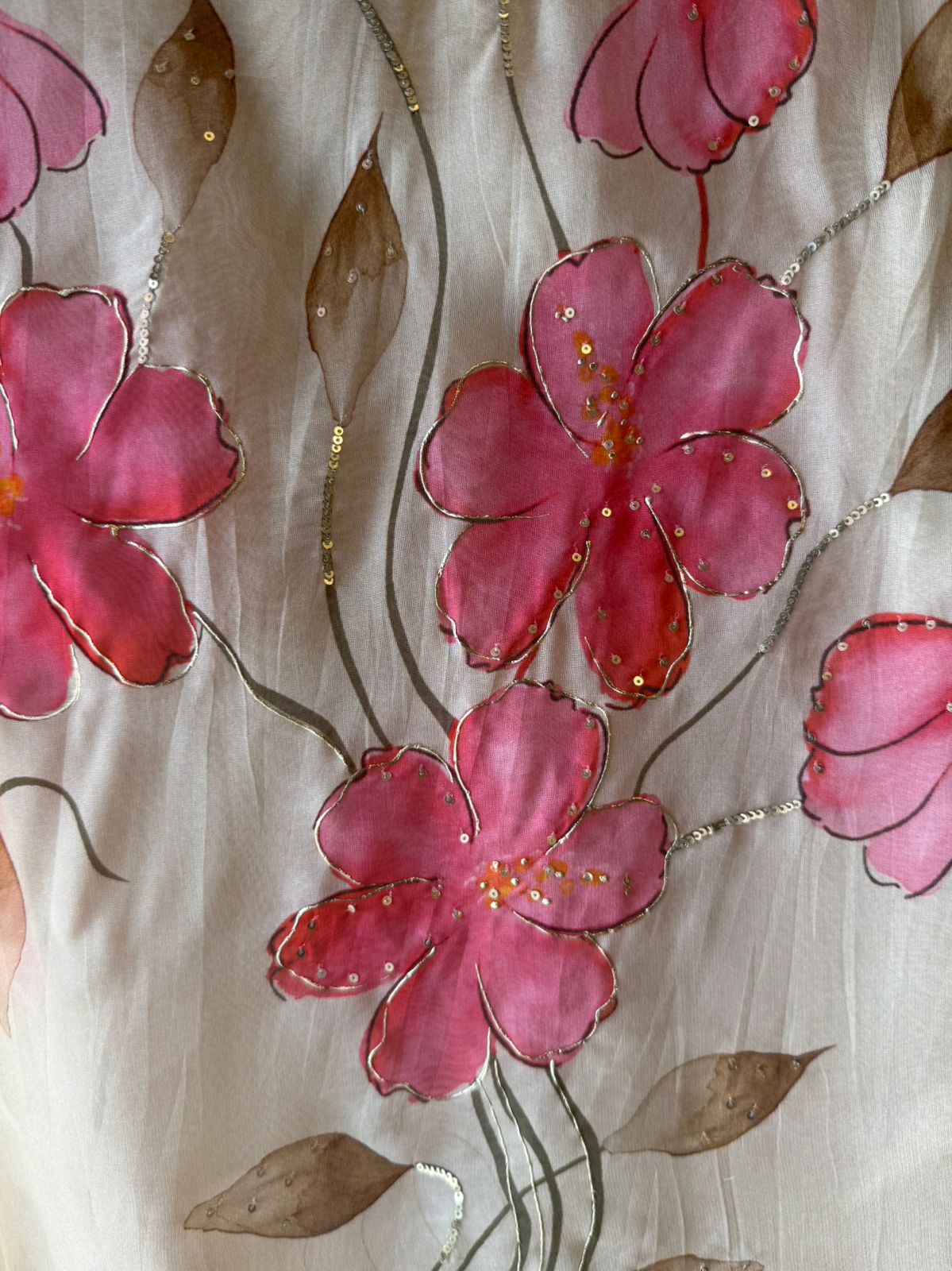 Brush painted Floral design Kurta