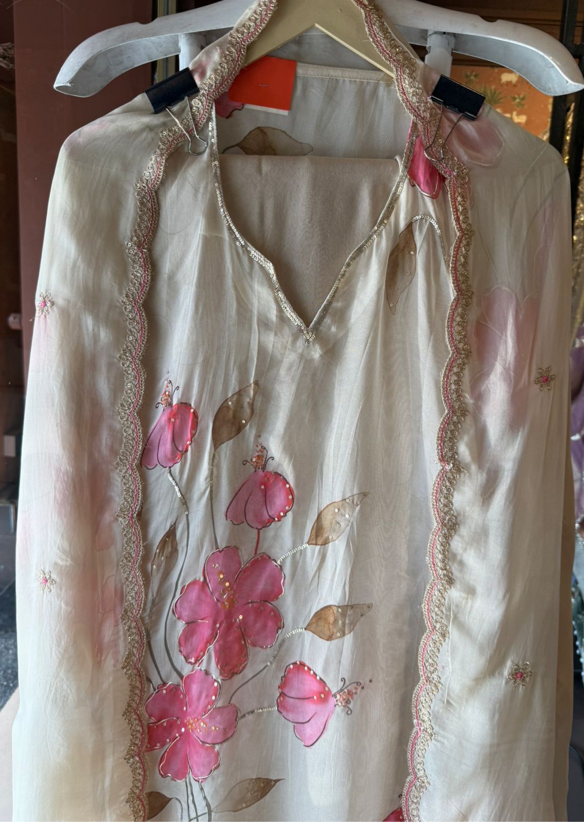 Brush painted Floral design Kurta