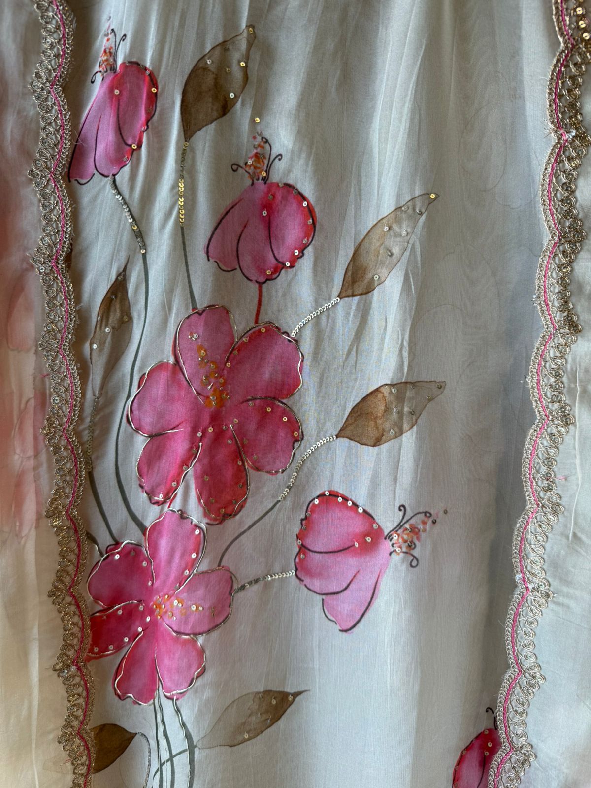 Brush painted Floral design Kurta