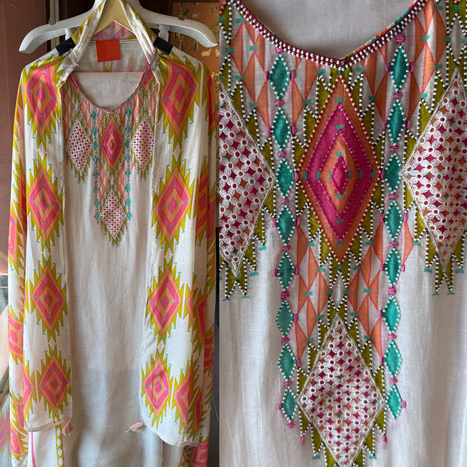 Pastel Geometric Dupatta Suit
