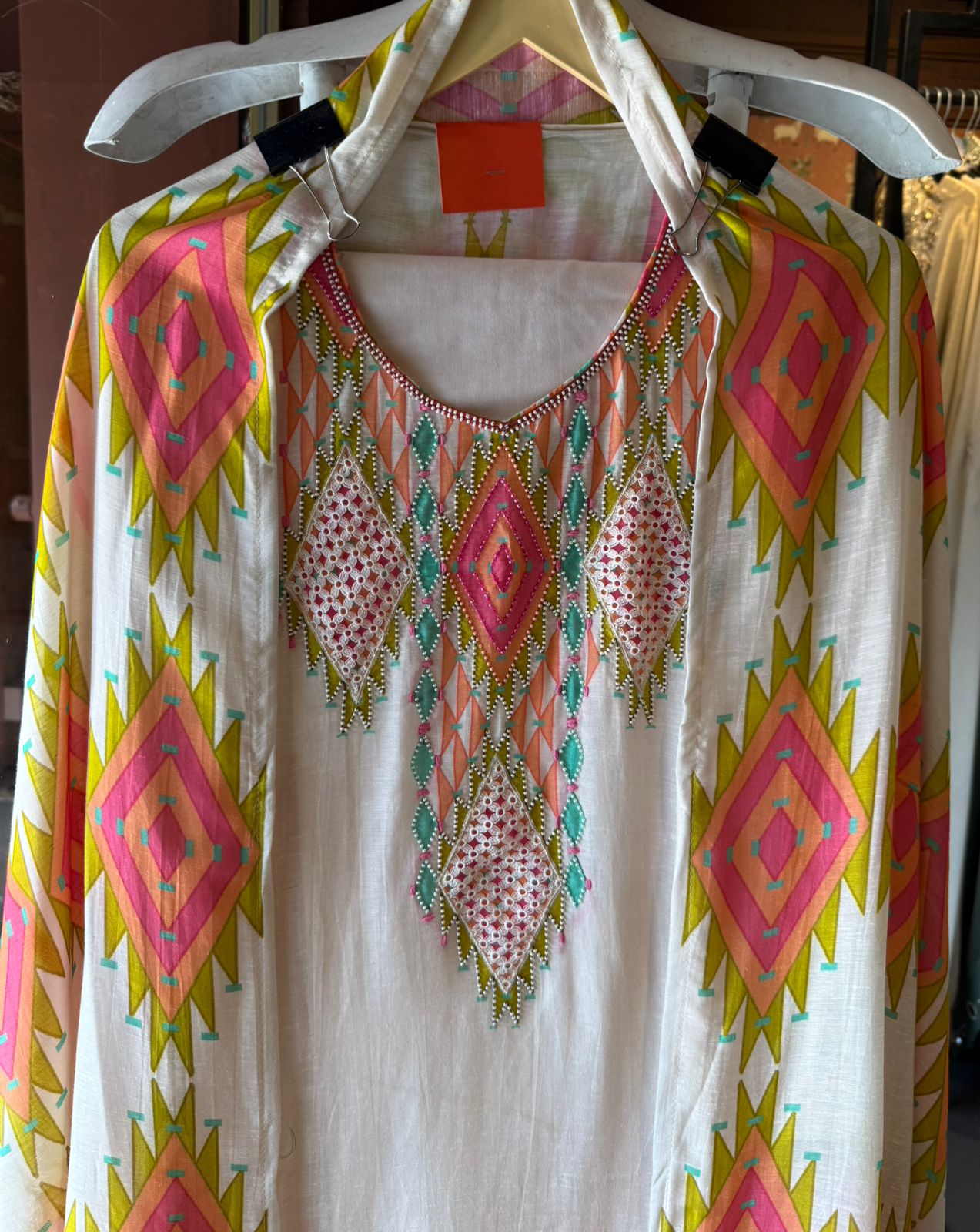 Pastel Geometric Dupatta Suit