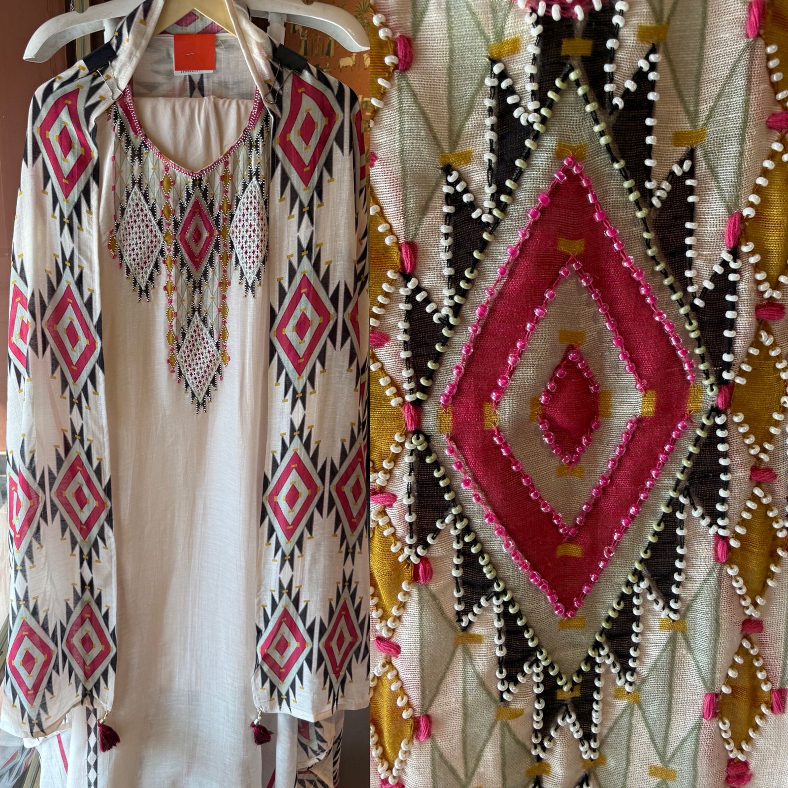 Pastel Geometric Dupatta Suit