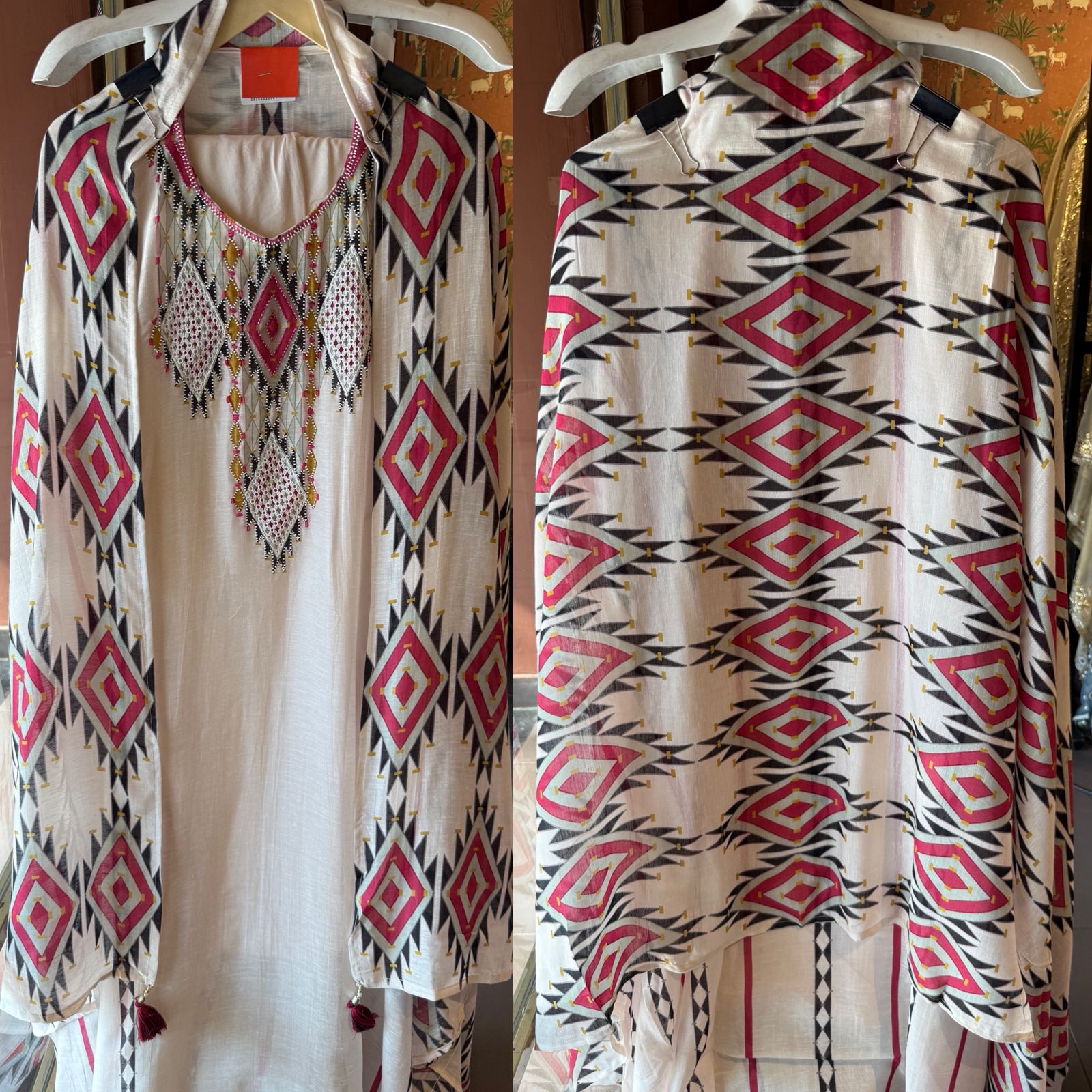 Pastel Geometric Dupatta Suit