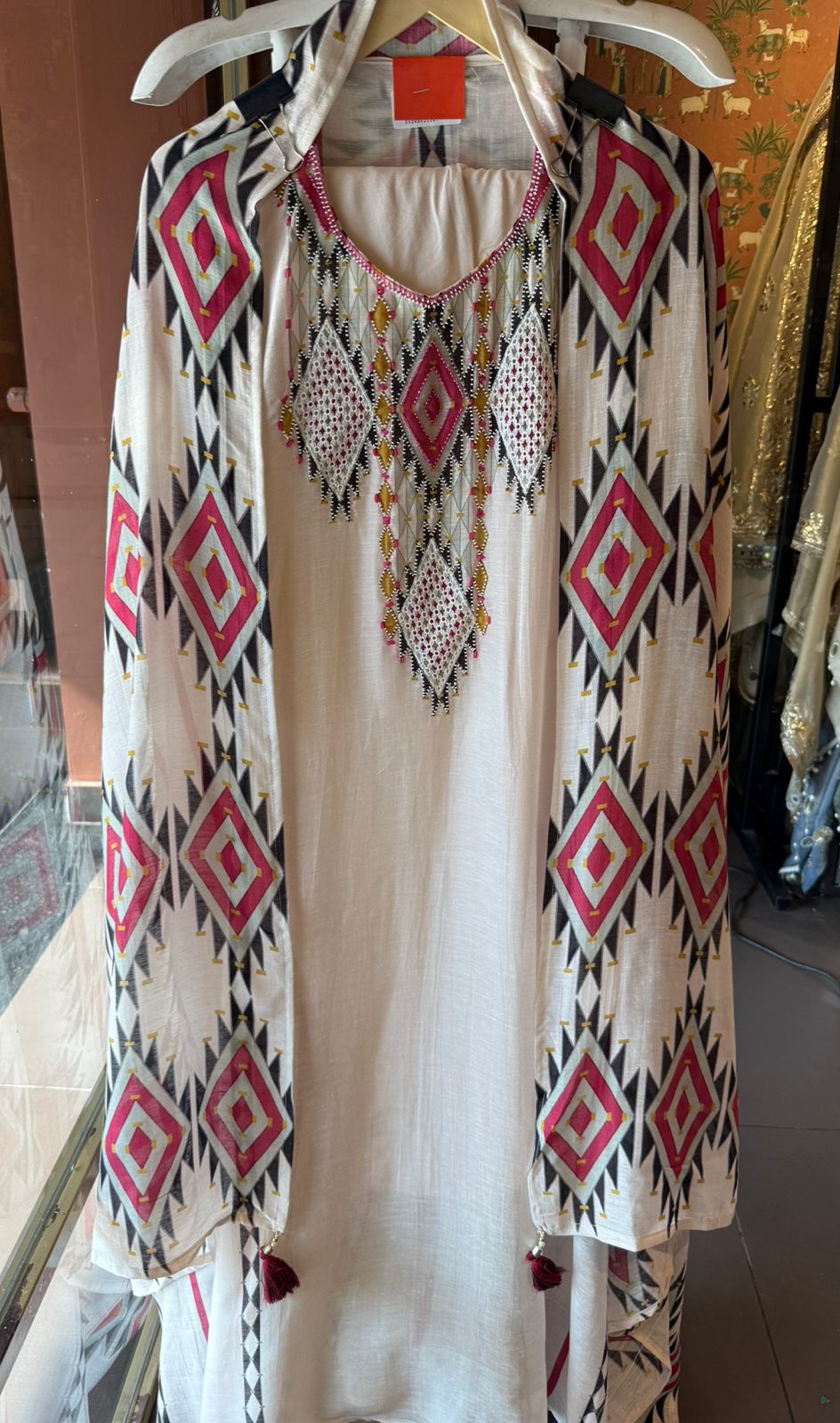 Pastel Geometric Dupatta Suit