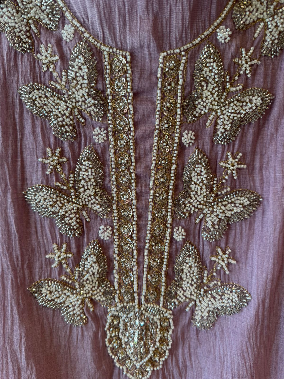 Hand Embellished Butterfly Unstitched suit Set