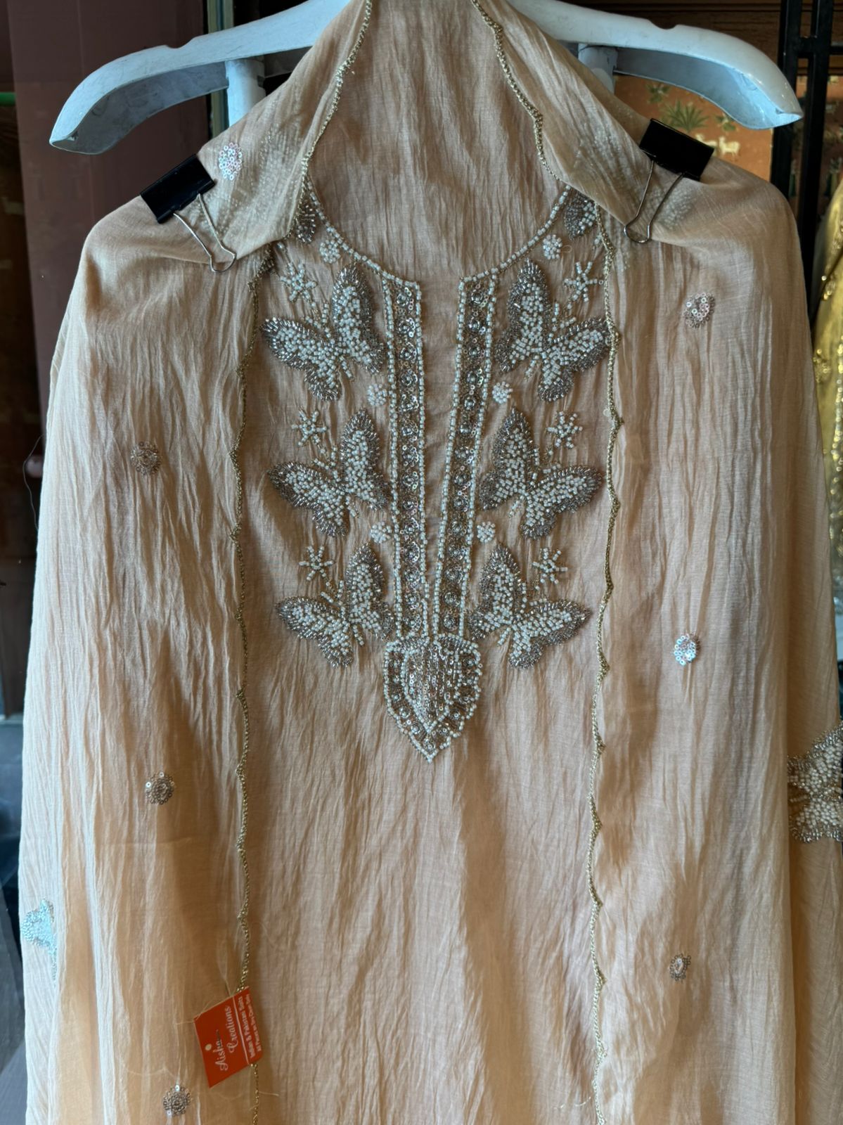 Hand Embellished Butterfly Unstitched suit Set