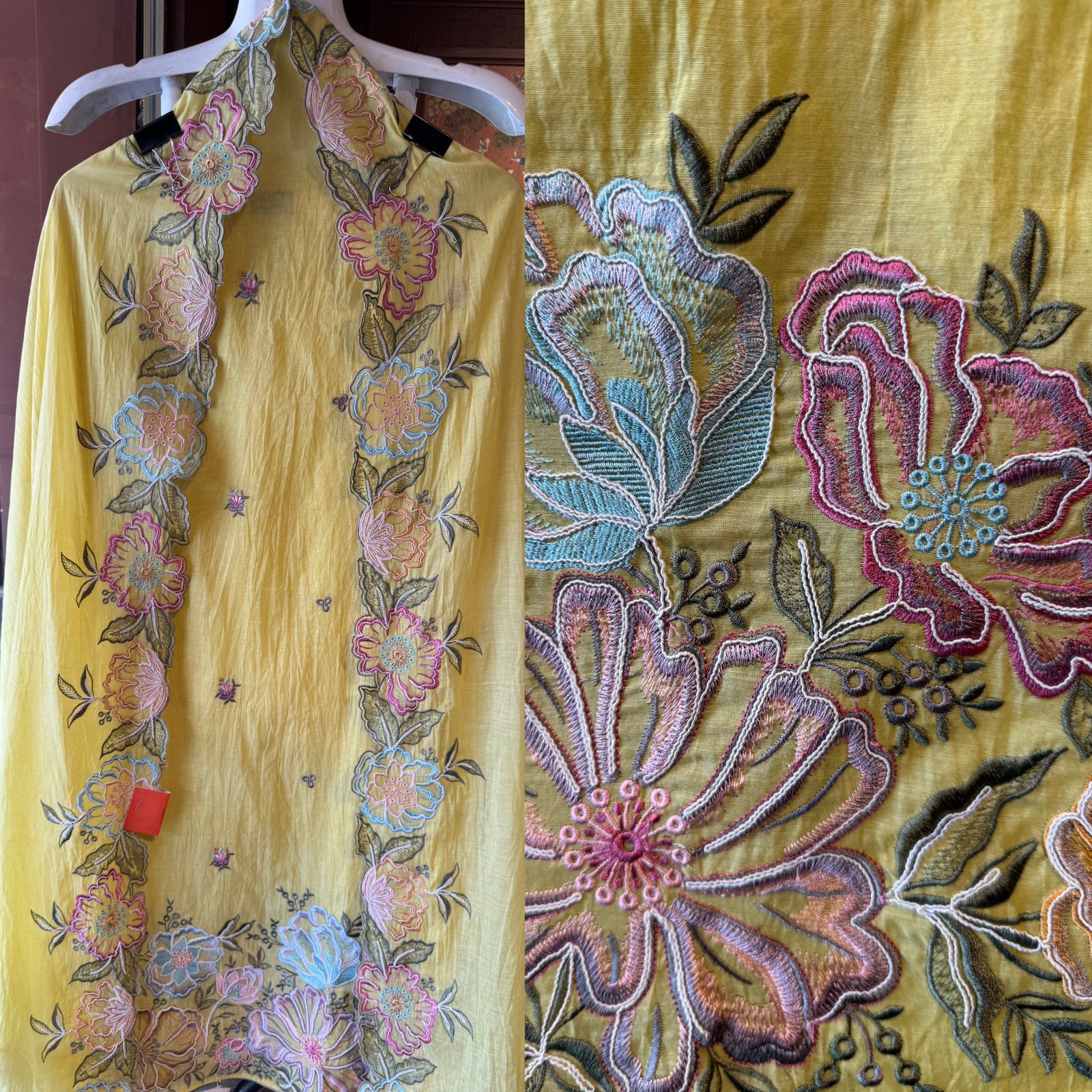 Mul cotton mix chanderi Unstitched suit