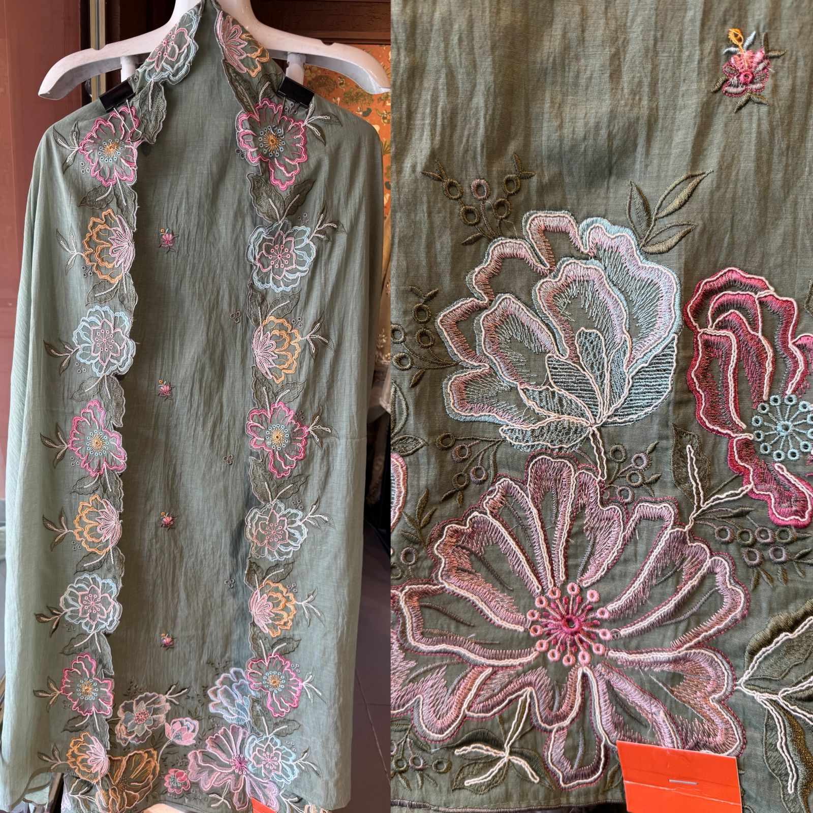 Mul cotton mix chanderi Unstitched suit