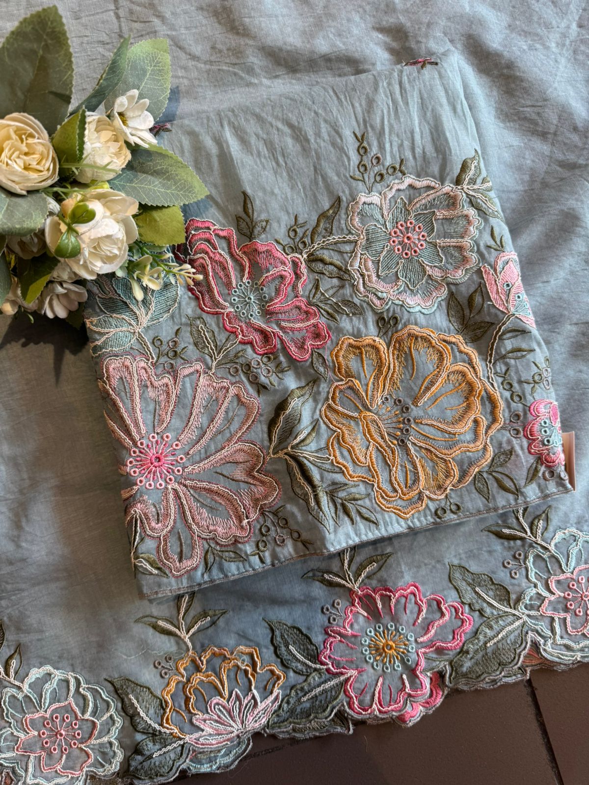 Mul cotton mix chanderi Unstitched suit