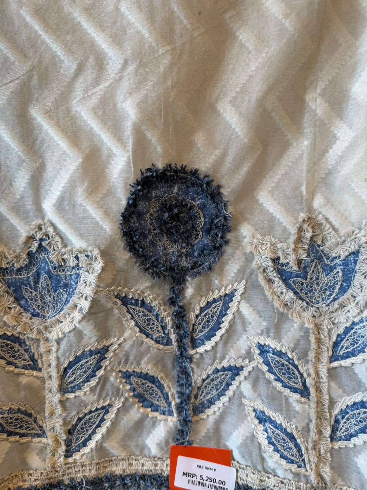 Ivory & Slate Blue Textured Embroidered Designer suit