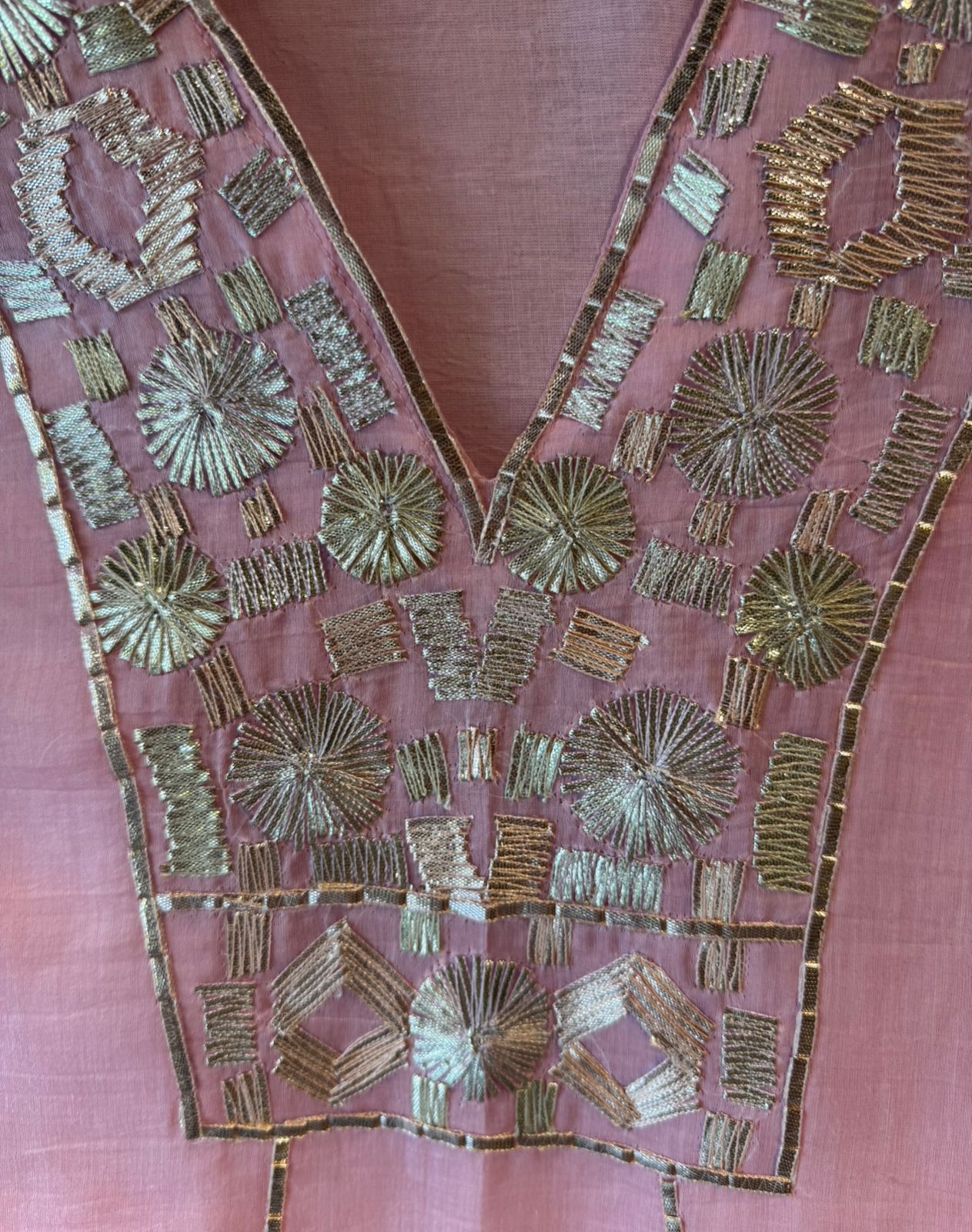 Hand-Embroidered Kurta with Metallic gotta Work