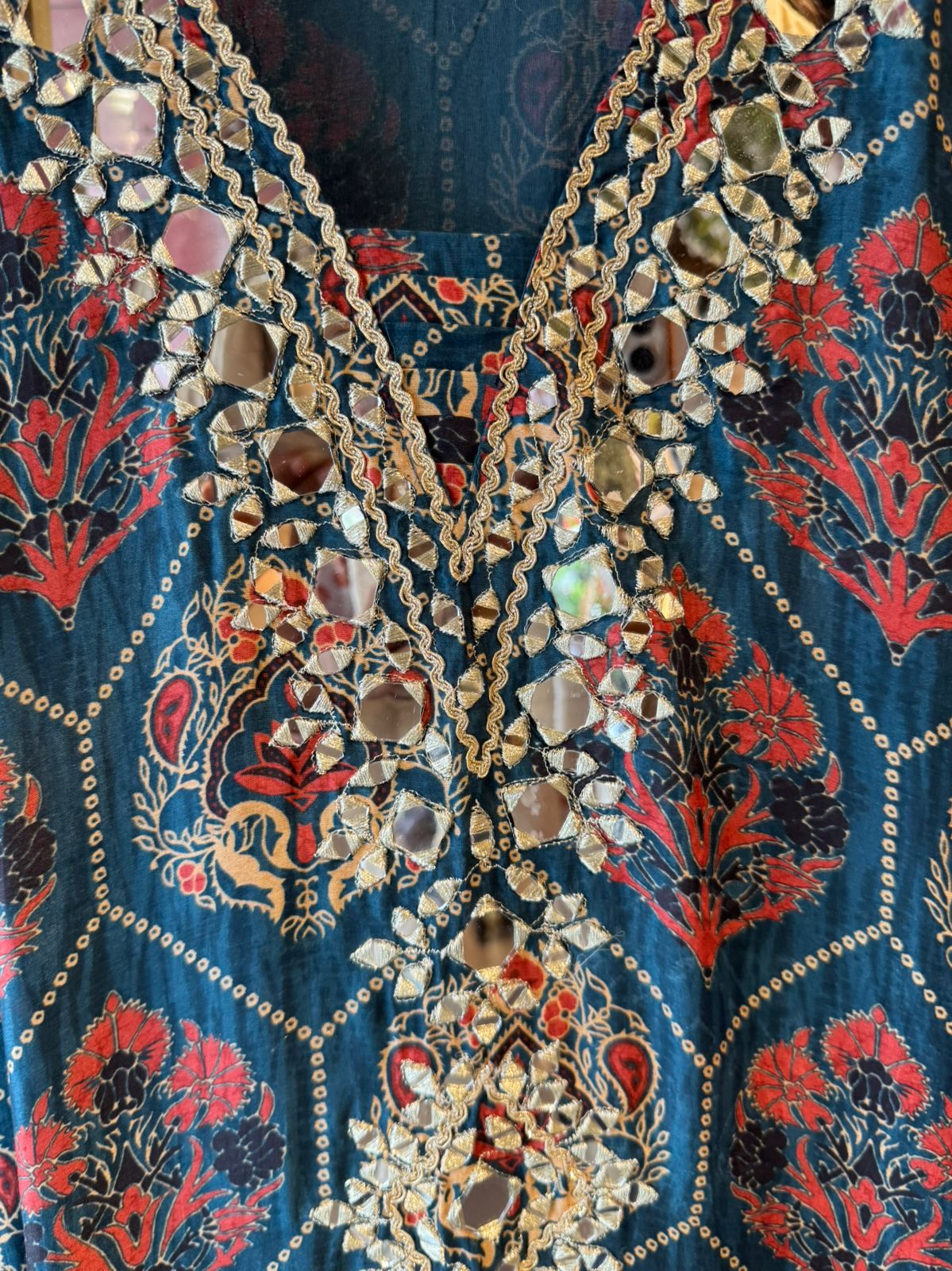 Stunning long ethnic dress ajrakh printed