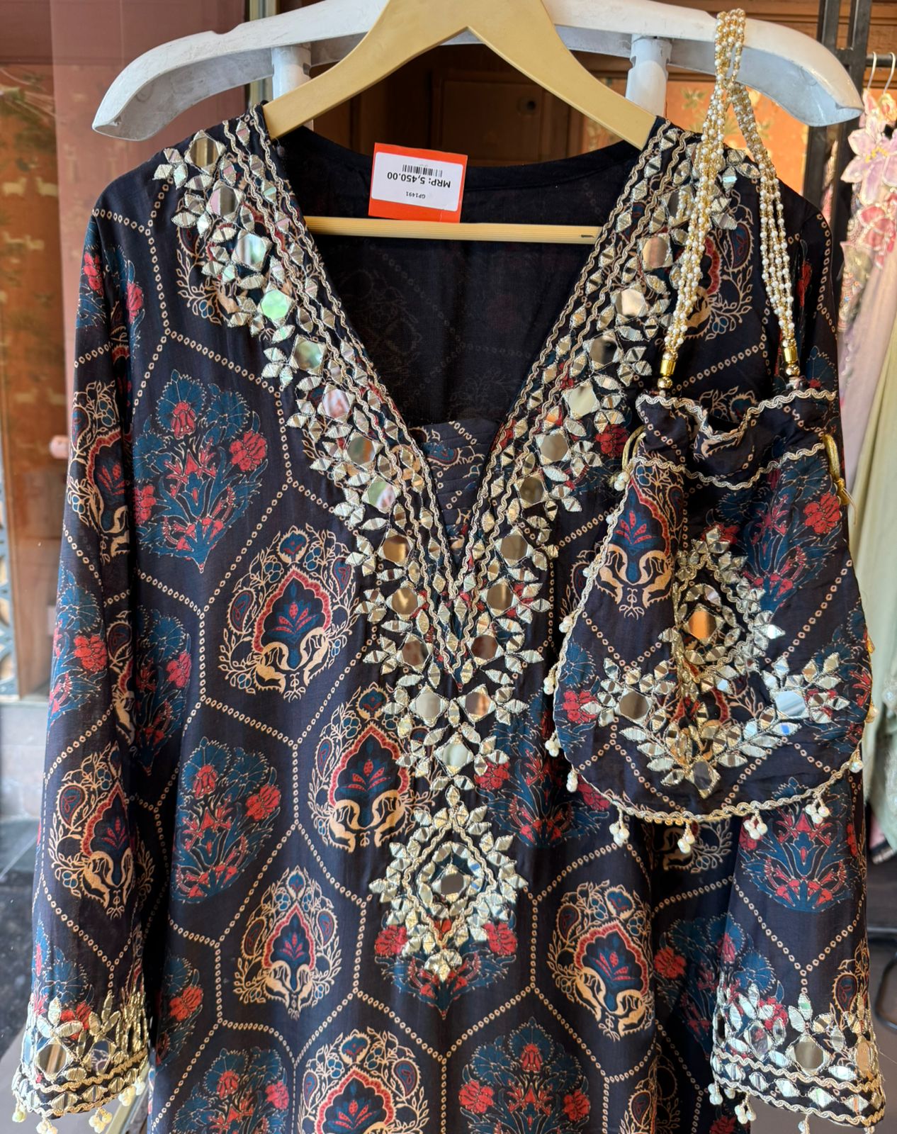 Stunning long ethnic dress ajrakh printed
