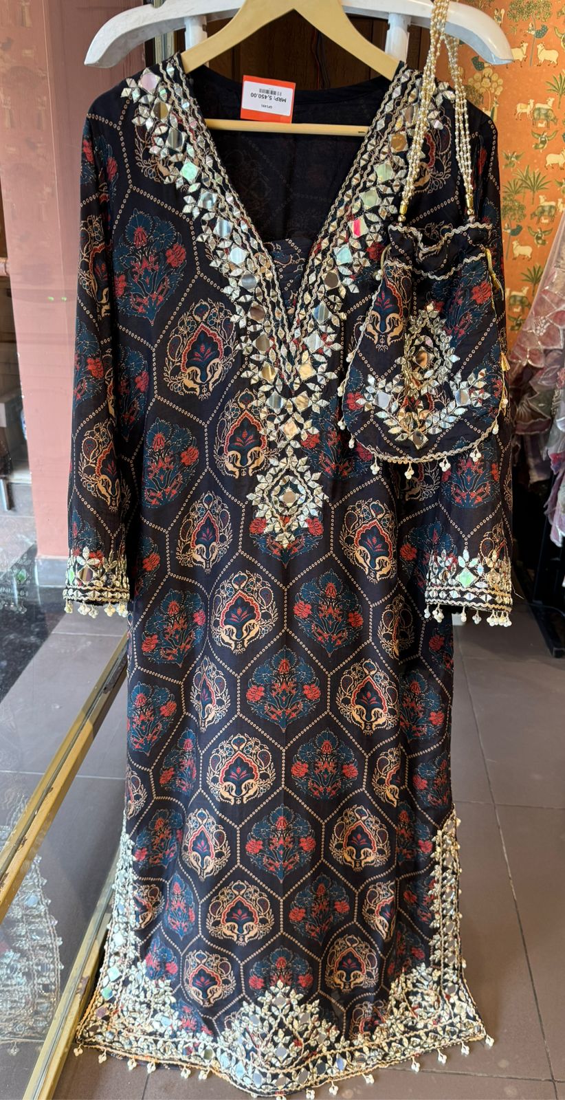 Stunning long ethnic dress ajrakh printed