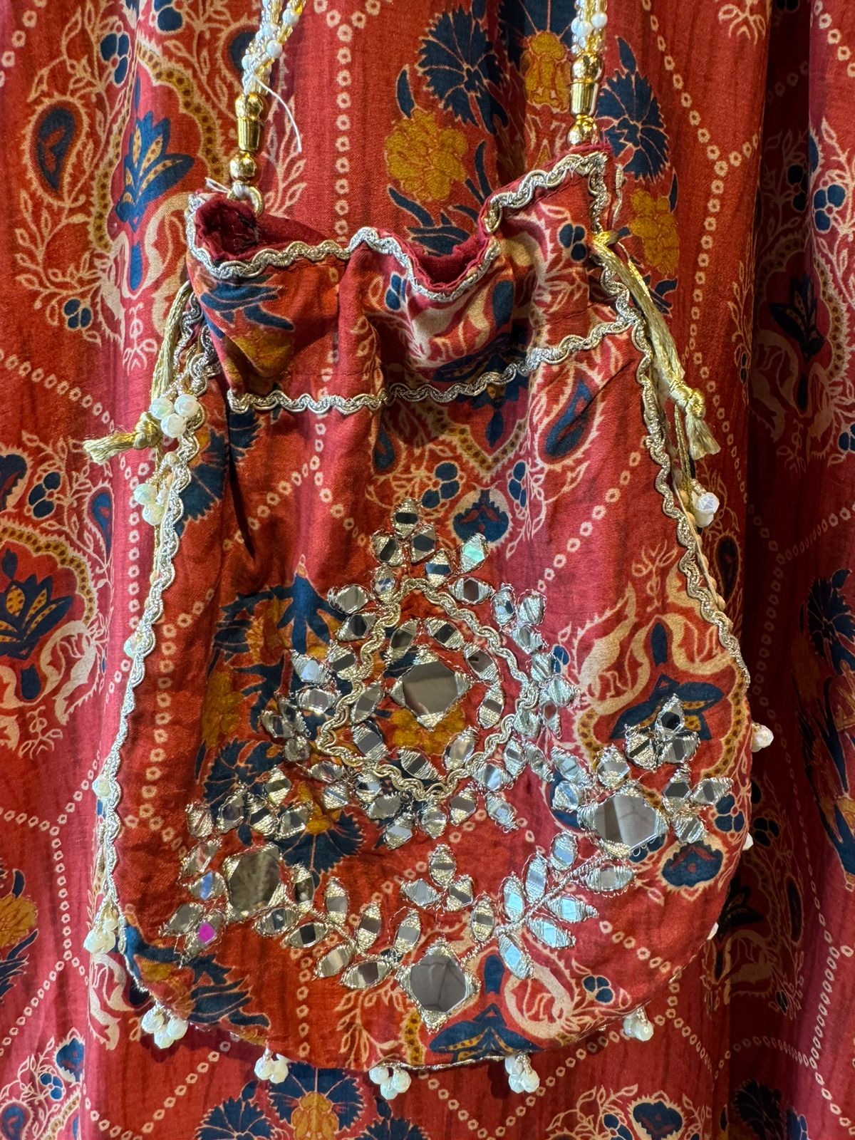 Stunning long ethnic dress ajrakh printed