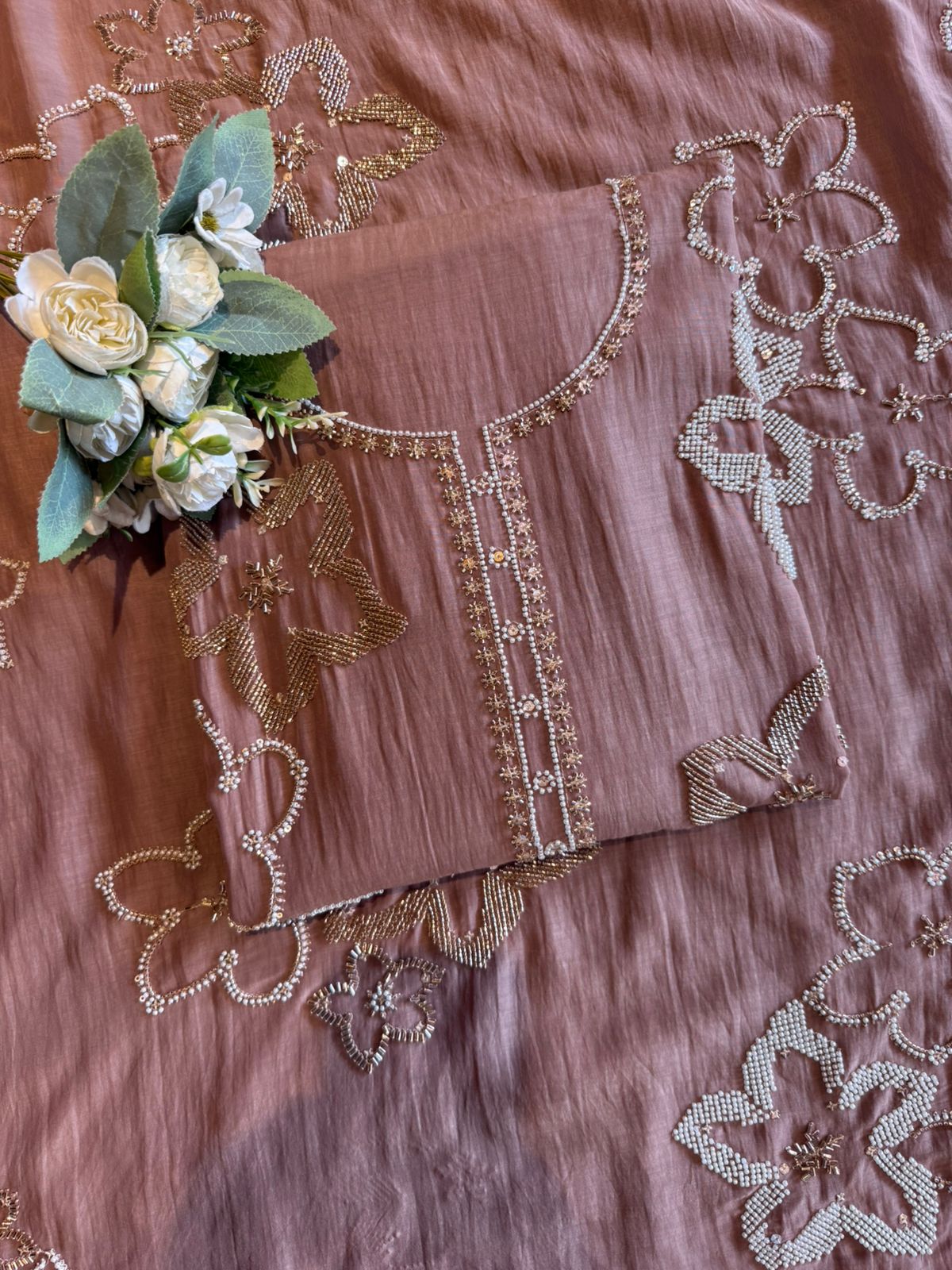 lightweight crinkled Mul cotton unstitched suit