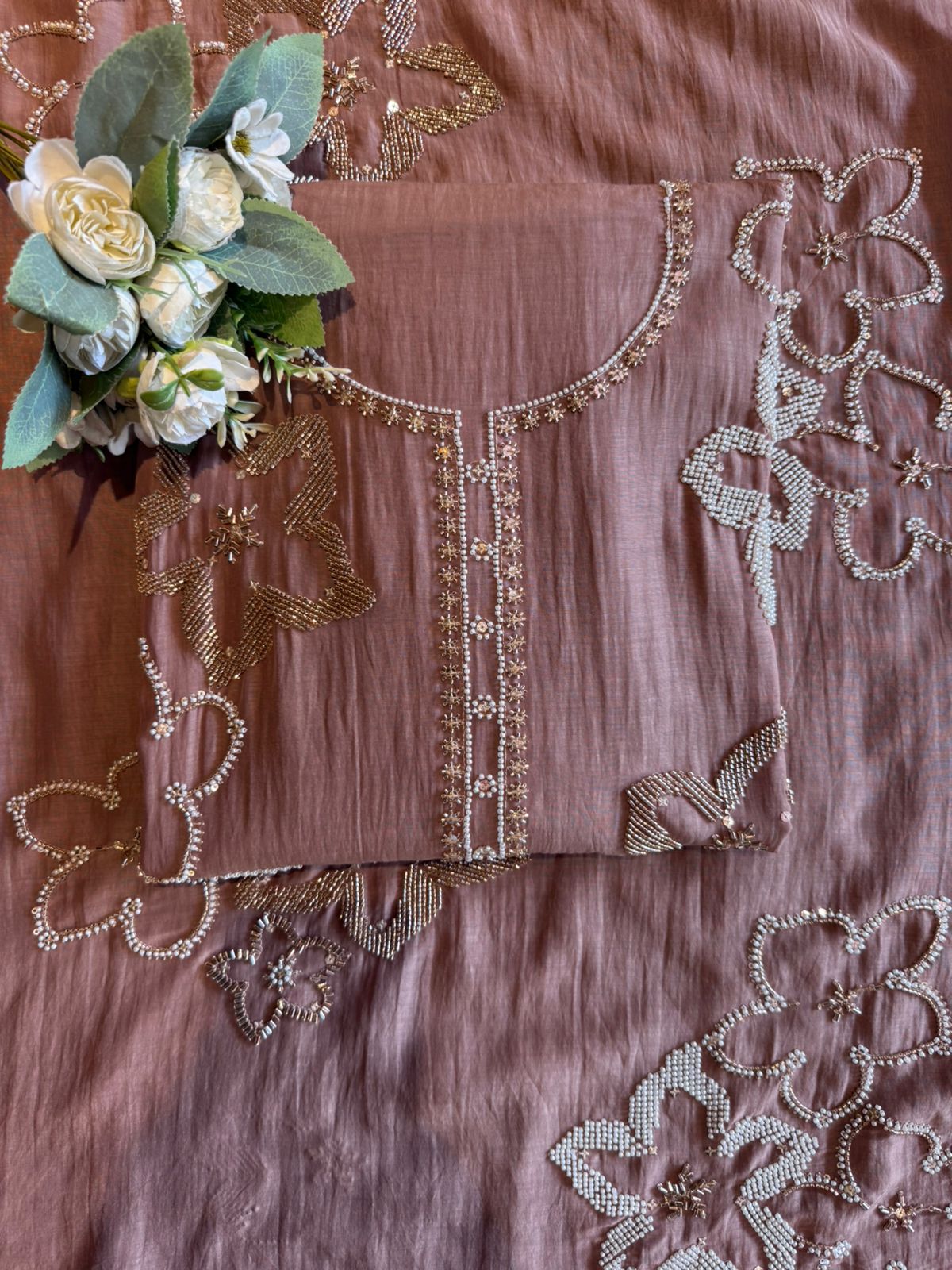 lightweight crinkled Mul cotton unstitched suit