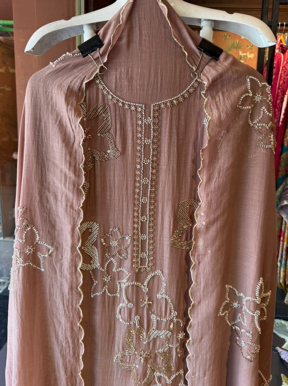 lightweight crinkled Mul cotton unstitched suit