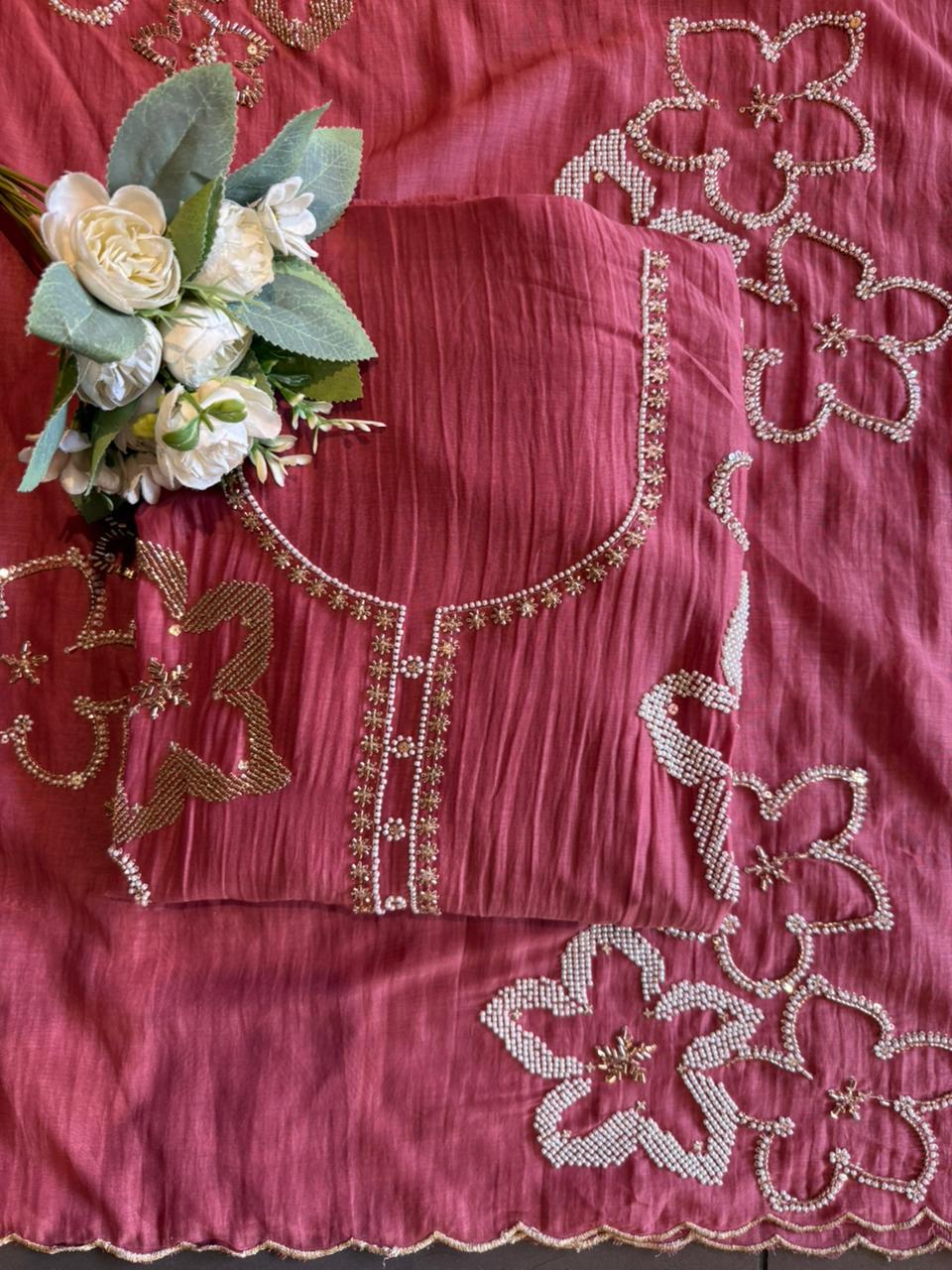 lightweight crinkled Mul cotton unstitched suit