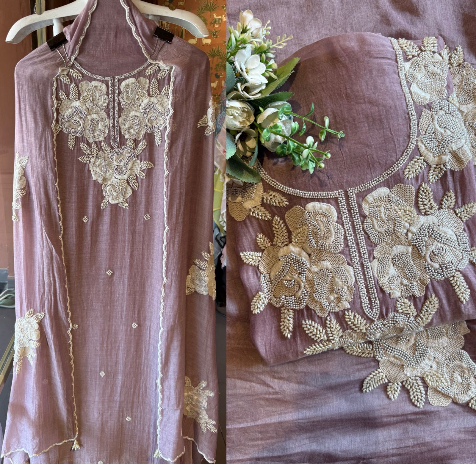 Pure soft Mul cotton chanderi unstitched suit