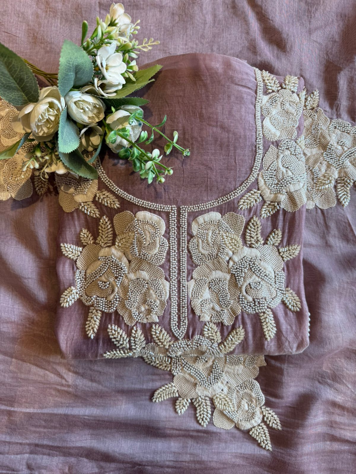 Pure soft Mul cotton chanderi unstitched suit
