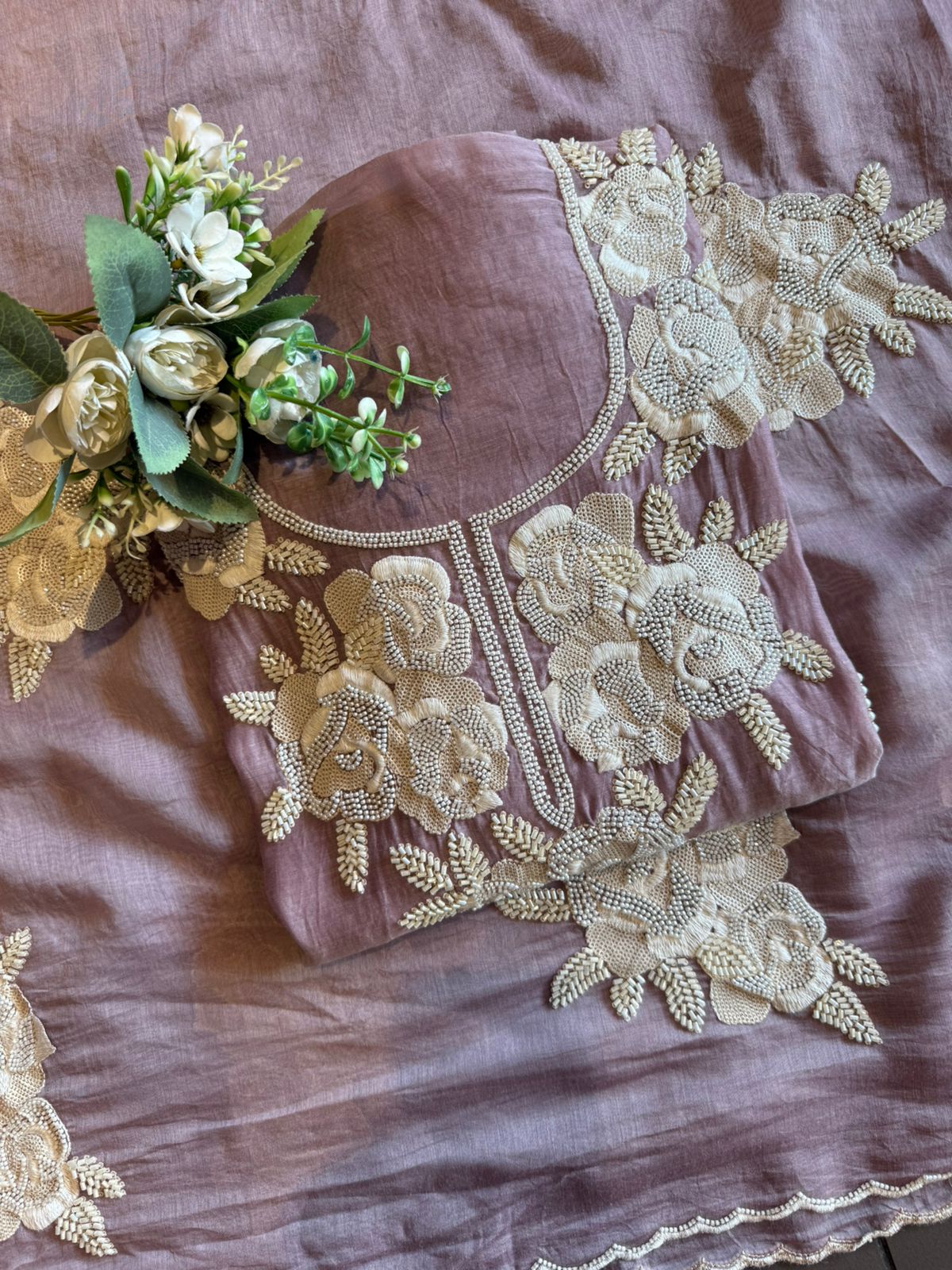 Pure soft Mul cotton chanderi unstitched suit