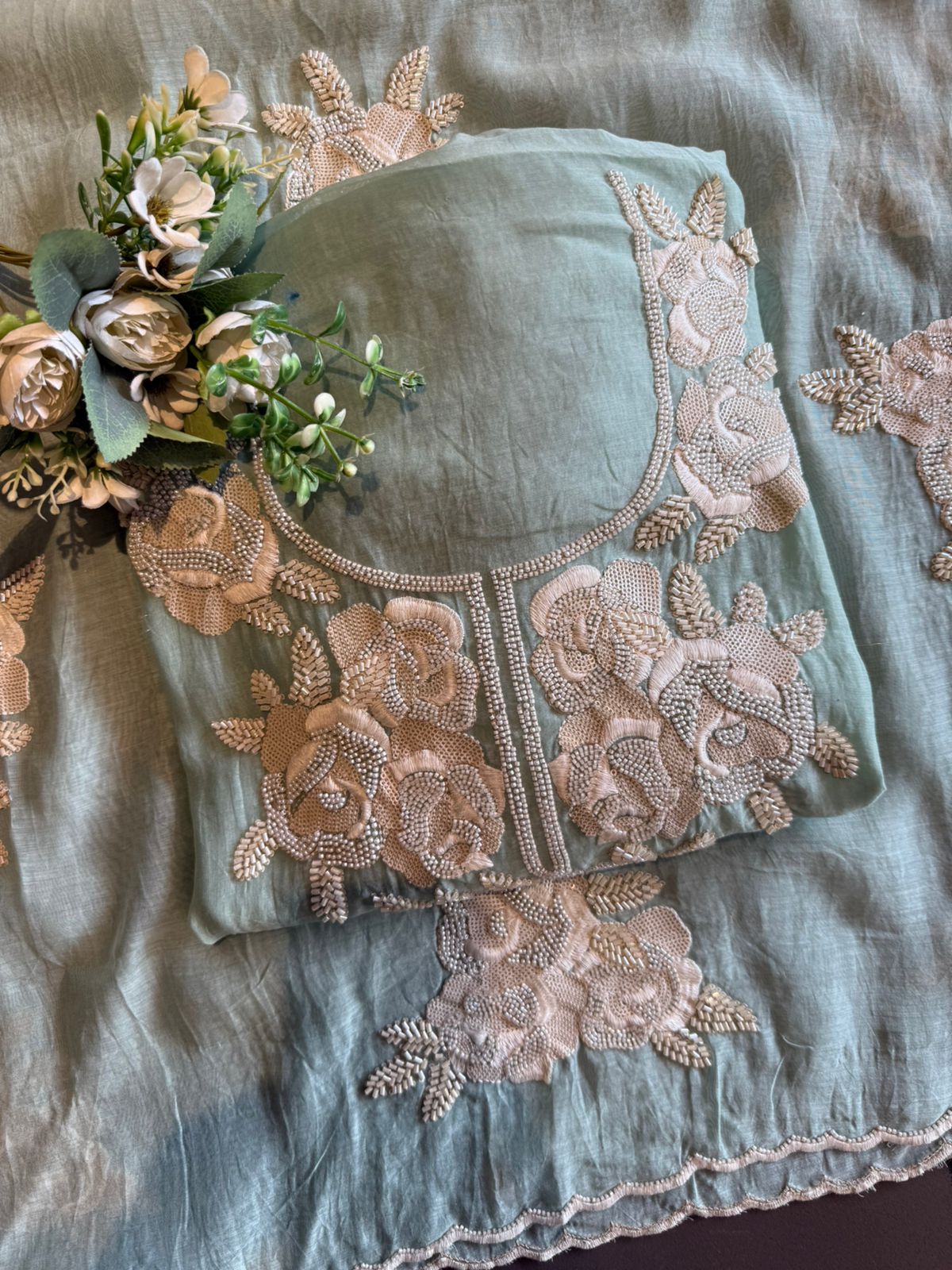 Pure soft Mul cotton chanderi unstitched suit