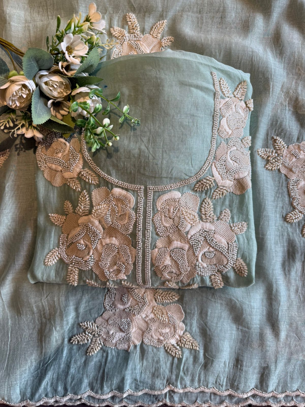 Pure soft Mul cotton chanderi unstitched suit