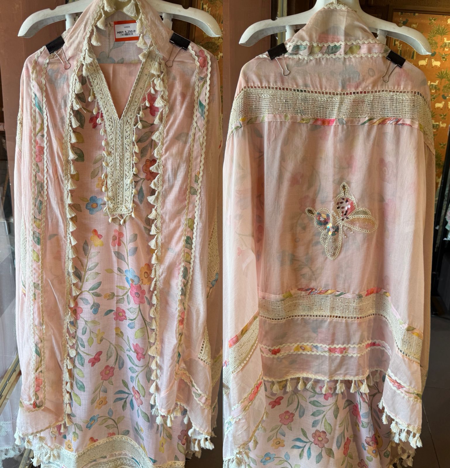 Soft pastel floral prints unstitched suit