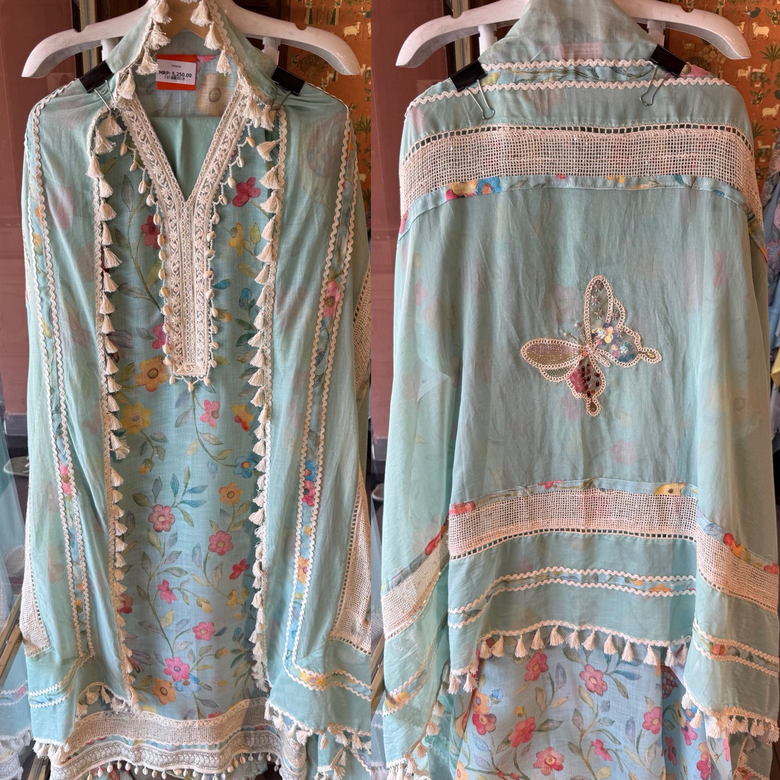 Soft pastel floral prints unstitched suit