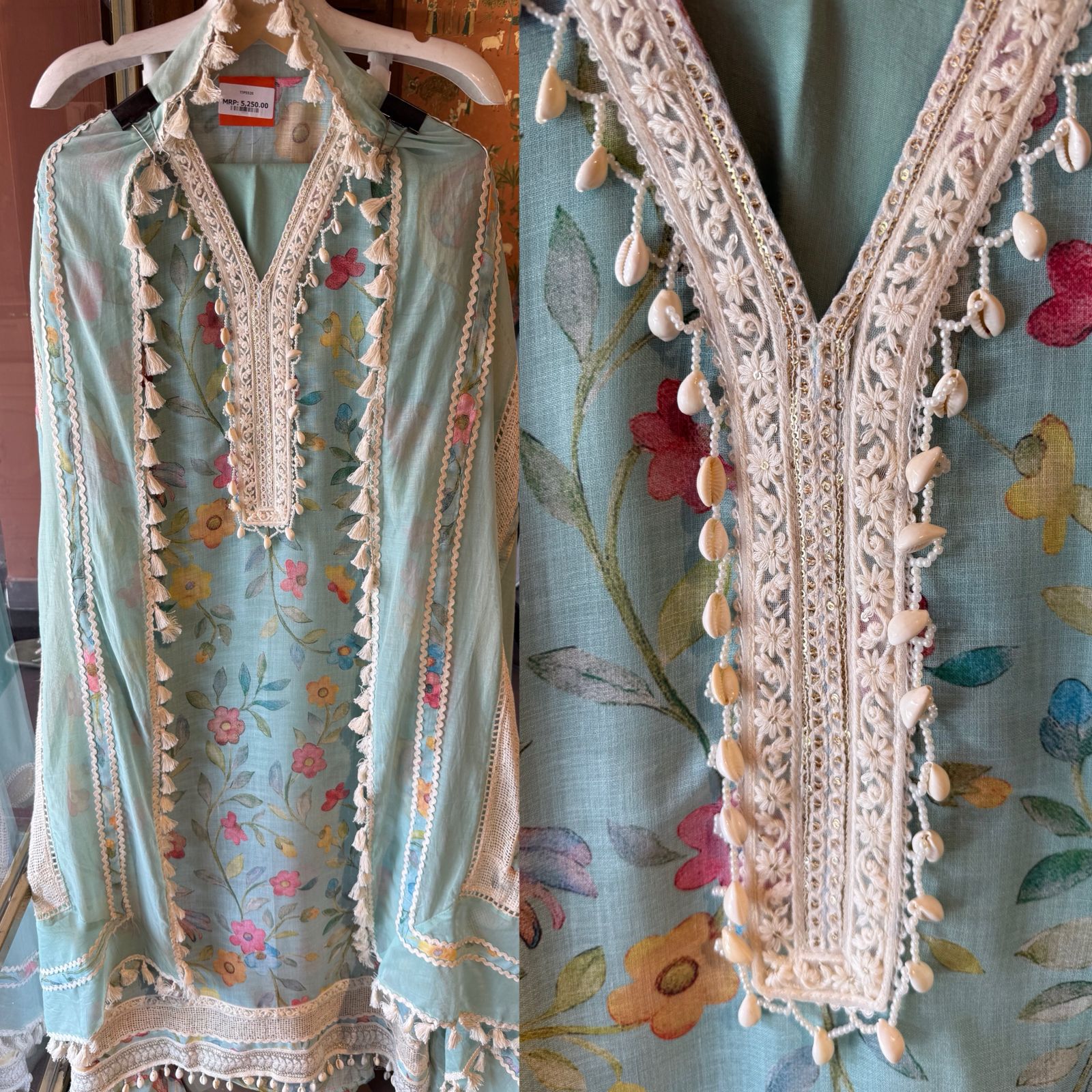 Soft pastel floral prints unstitched suit