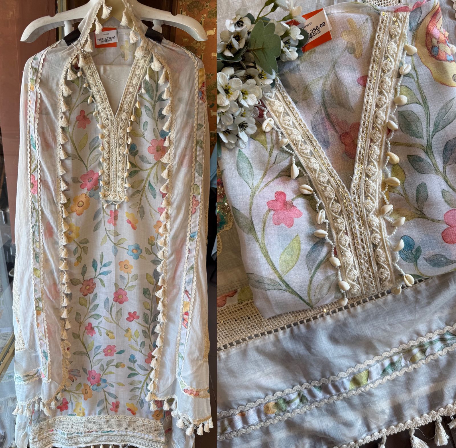 Soft pastel floral prints unstitched suit