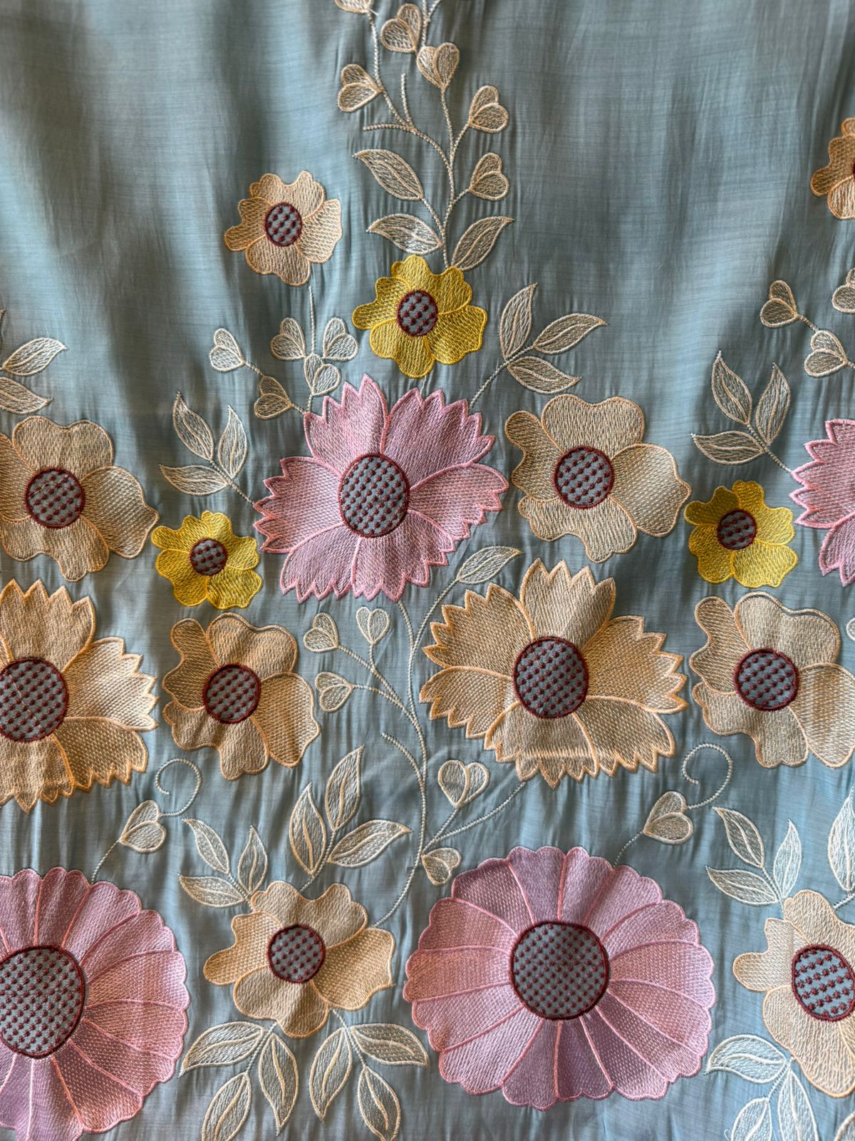 Scalloped Embroidered Pastel Muslin Ensemble