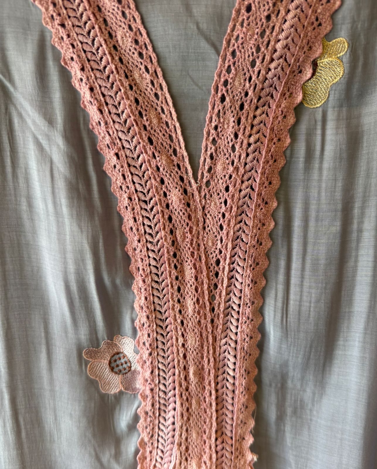 Scalloped Embroidered Pastel Muslin Ensemble