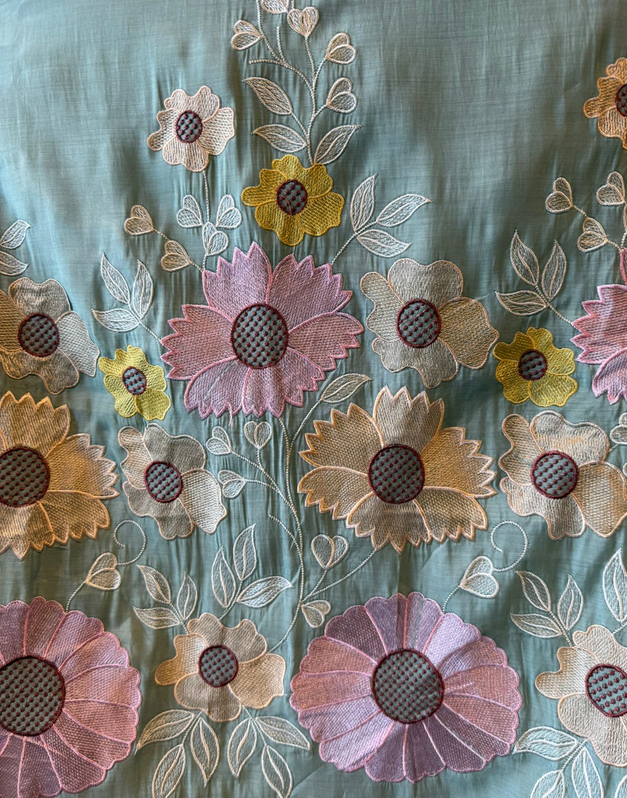 Scalloped Embroidered Pastel Muslin Ensemble